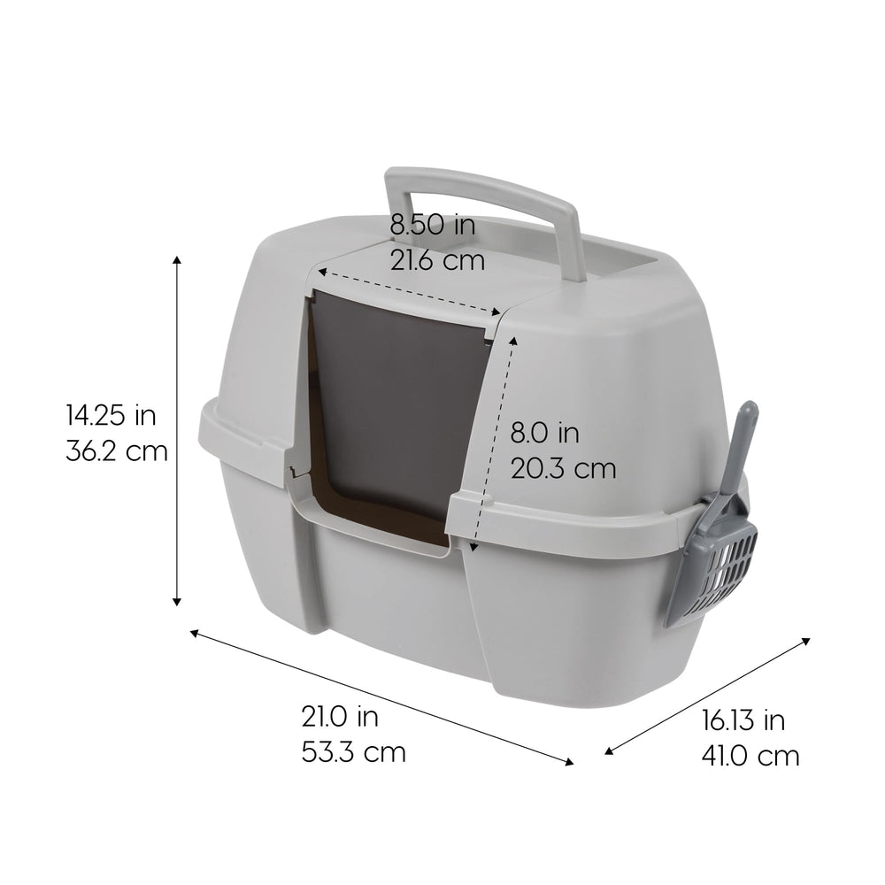 IRIS USA Cat Litter Box odor-control flap door helps keep rooms fresh.