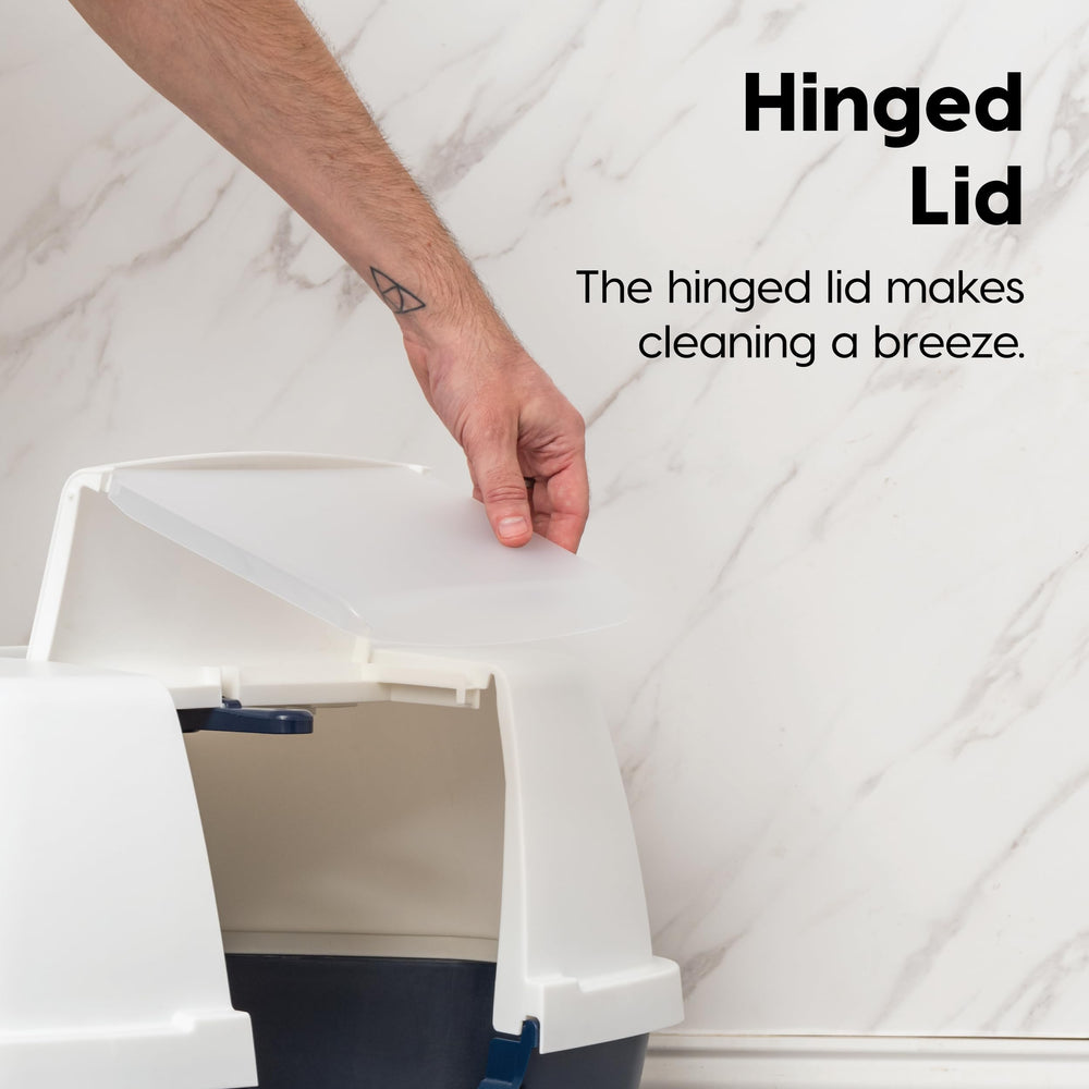 IRIS USA odor-control flap traps smells and reduces spray.