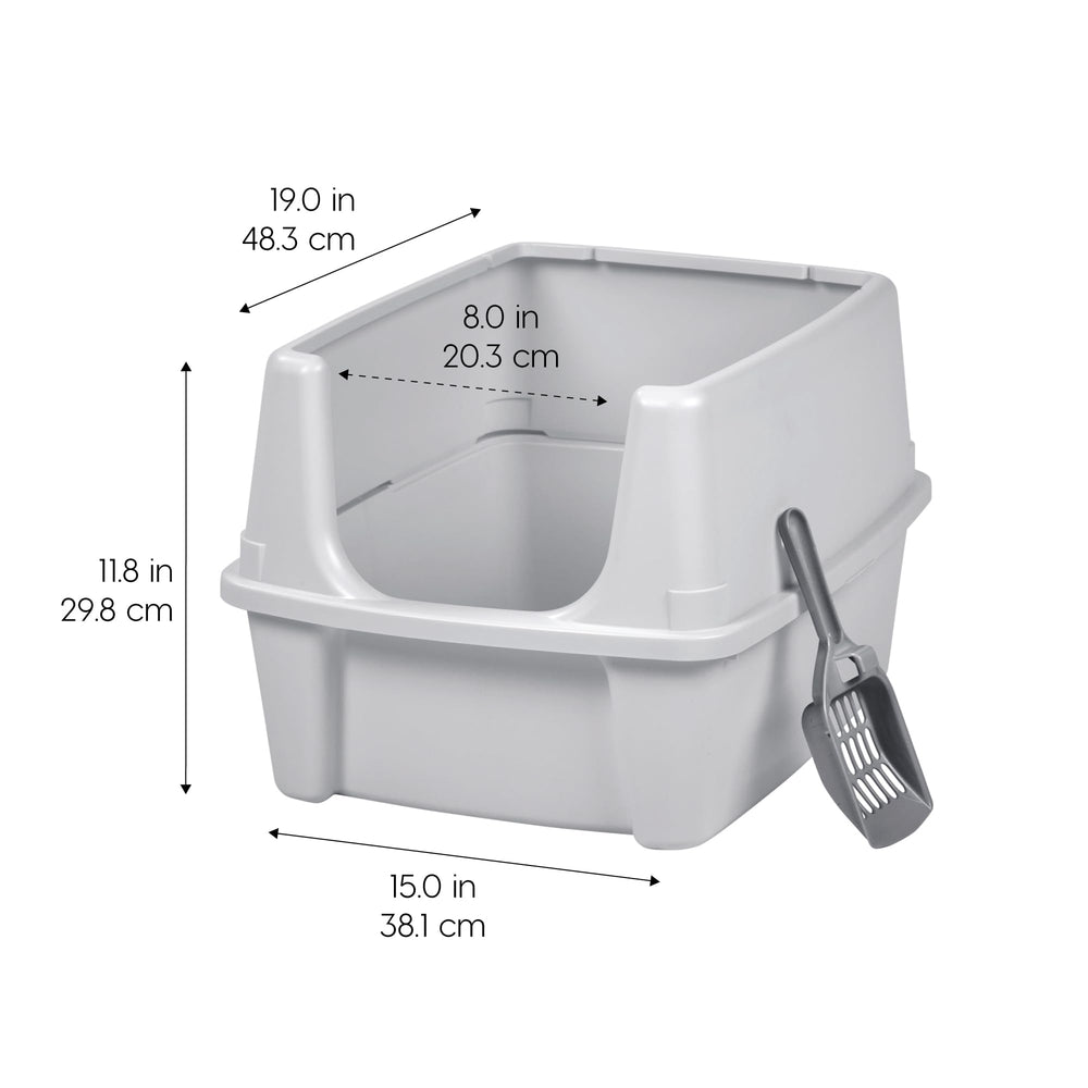 IRIS USA cat litter box tall-walls reducing litter scatter