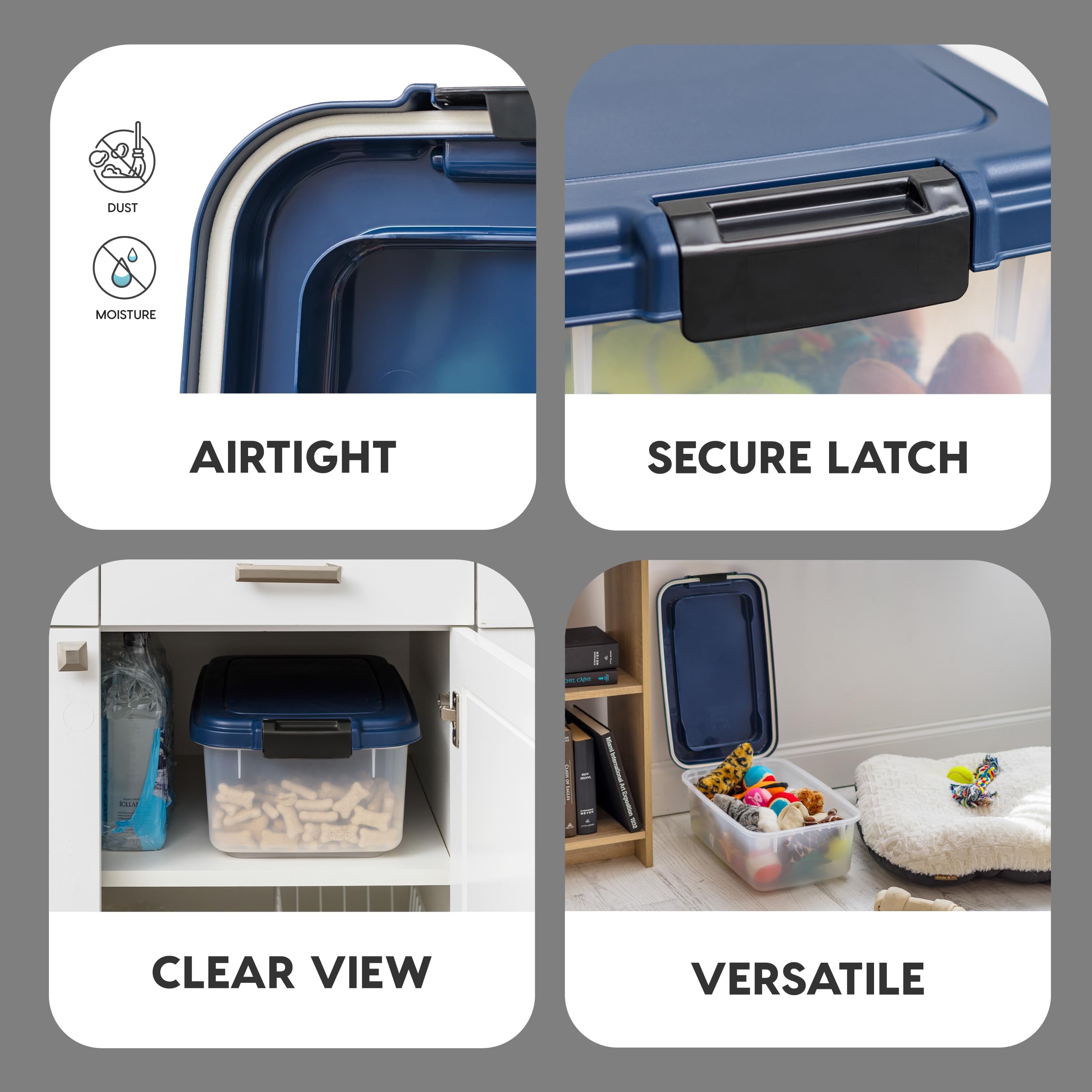 IRIS USA clear-body container for quick food level checks.