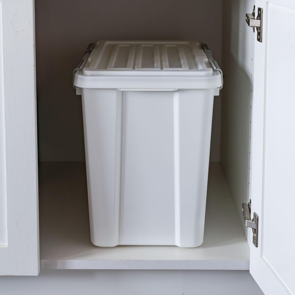 Iris USA 30-lb capacity bin fits bulk kibble bags.