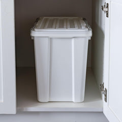 Iris USA 30-lb capacity bin fits bulk kibble bags.