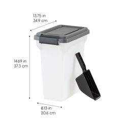 IRIS USA two-cup scoop in the lid for easy, mess-free portioning.