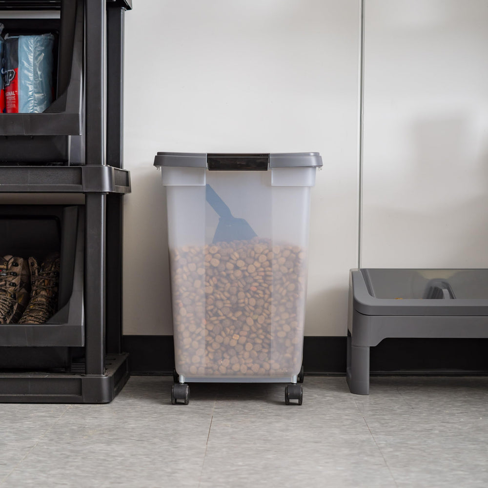 IRIS USA 50-lb capacity suitable for busy households and larger kibble bags.