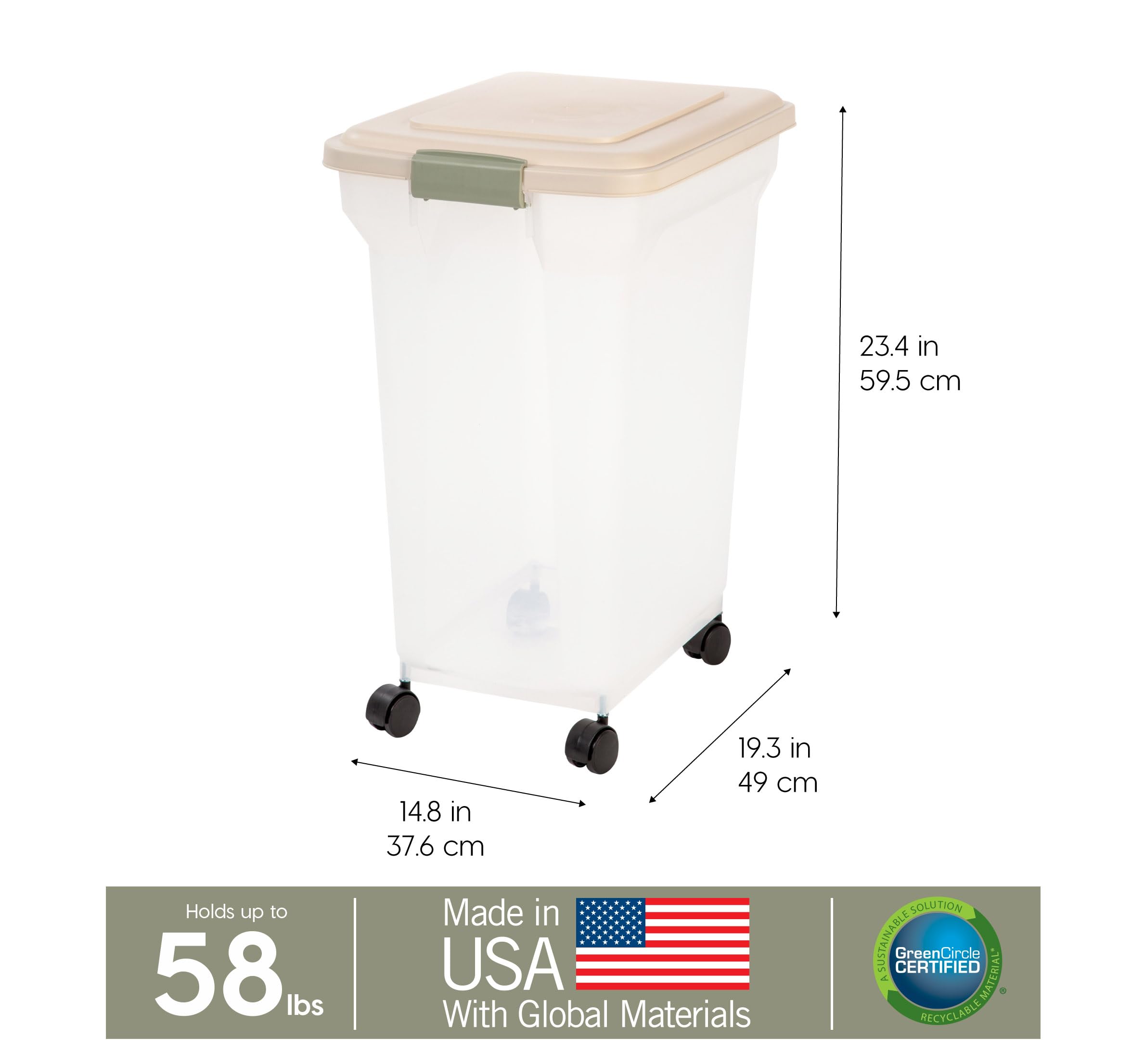 IRIS USA 67 Qt translucent body for quick content checks