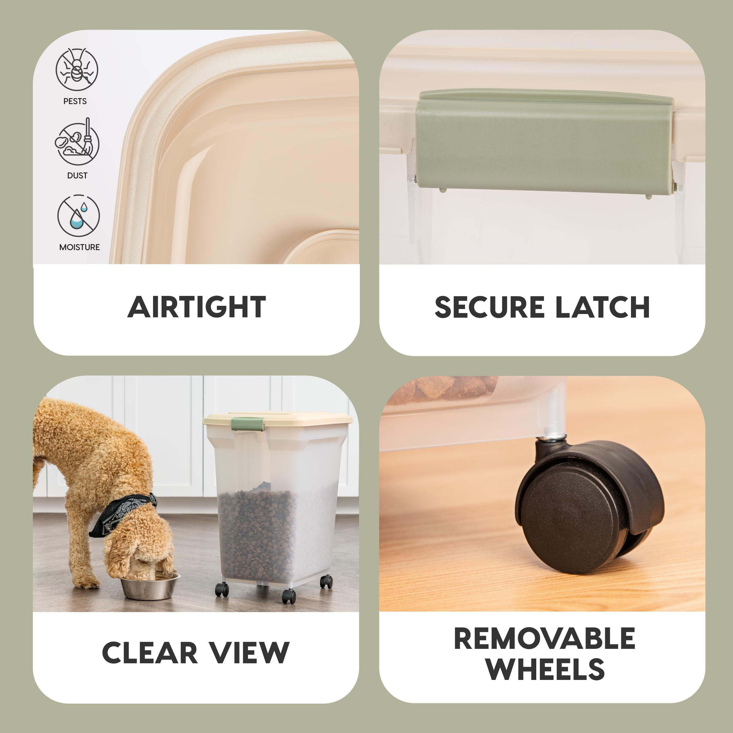 IRIS USA 67 Qt wide lid enables easy scooping of kibble