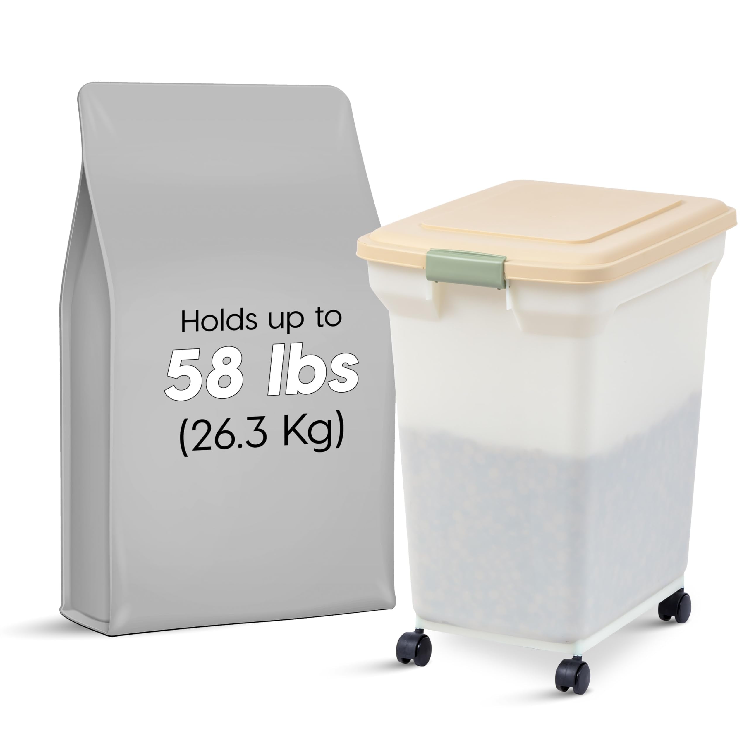 IRIS USA dog food storage container with airtight lid preserves freshness