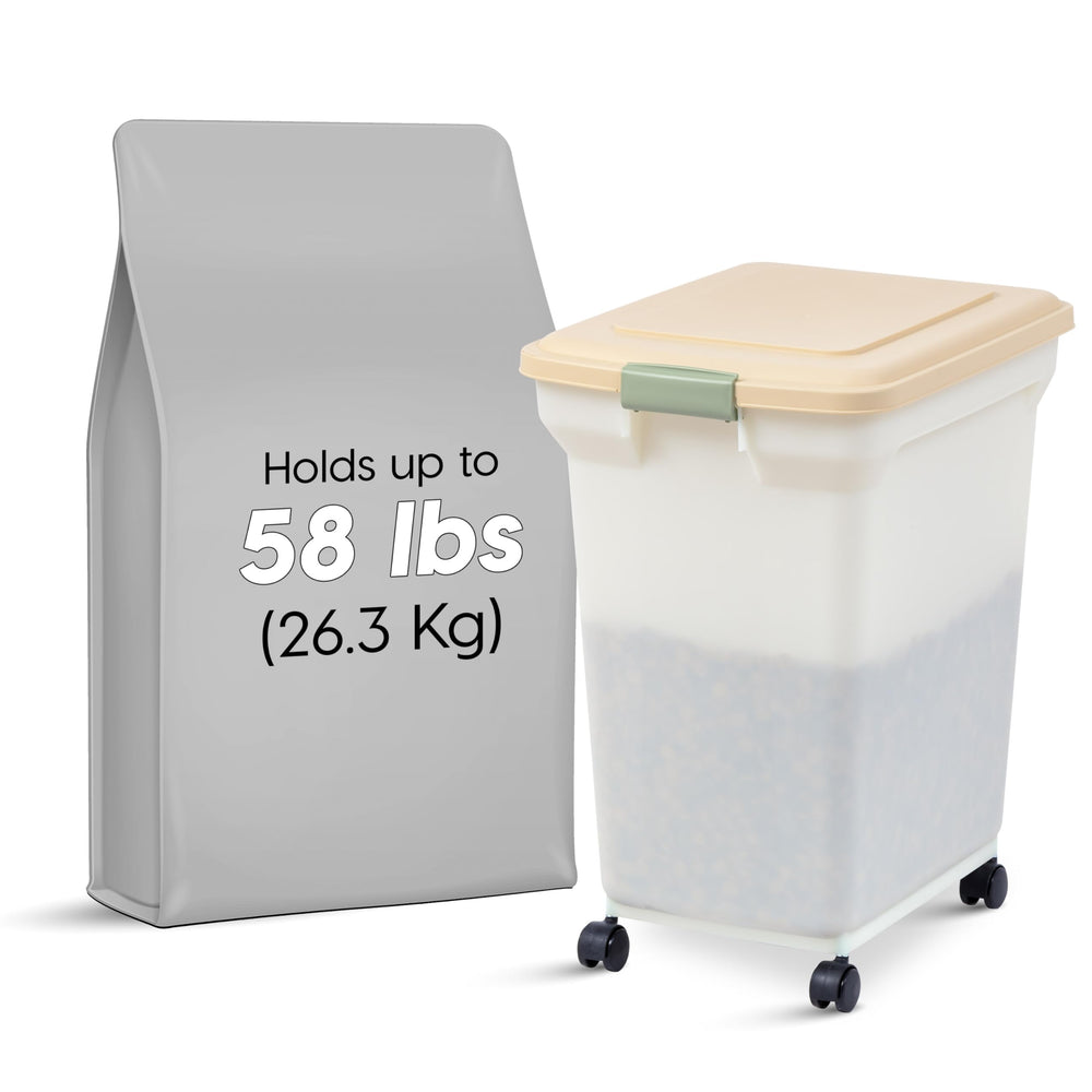 IRIS USA dog food storage container with airtight lid preserves freshness