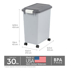 IRIS USA built-in scoop storage for convenient pet meal portions.