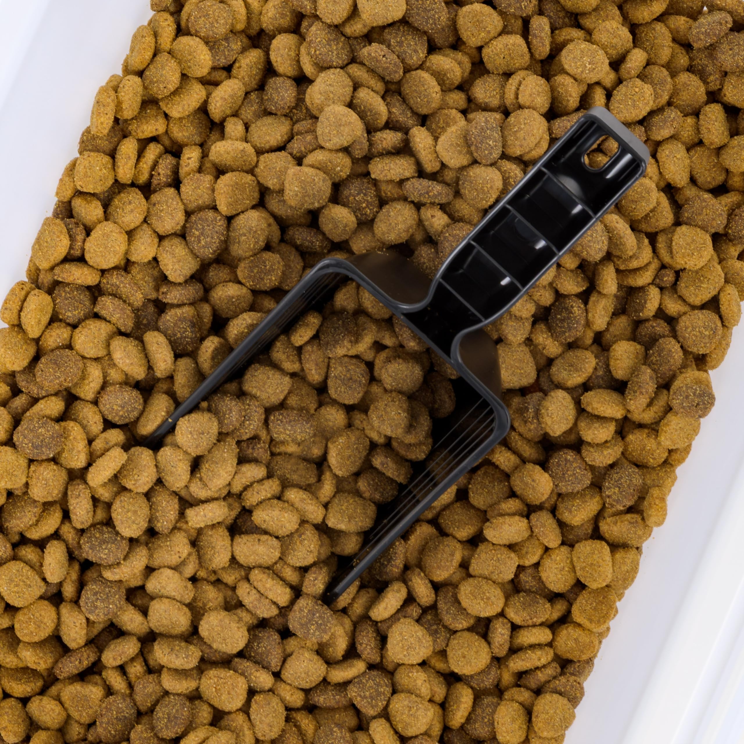 IRIS USA dog food storage container includes scoop for easy portioning.