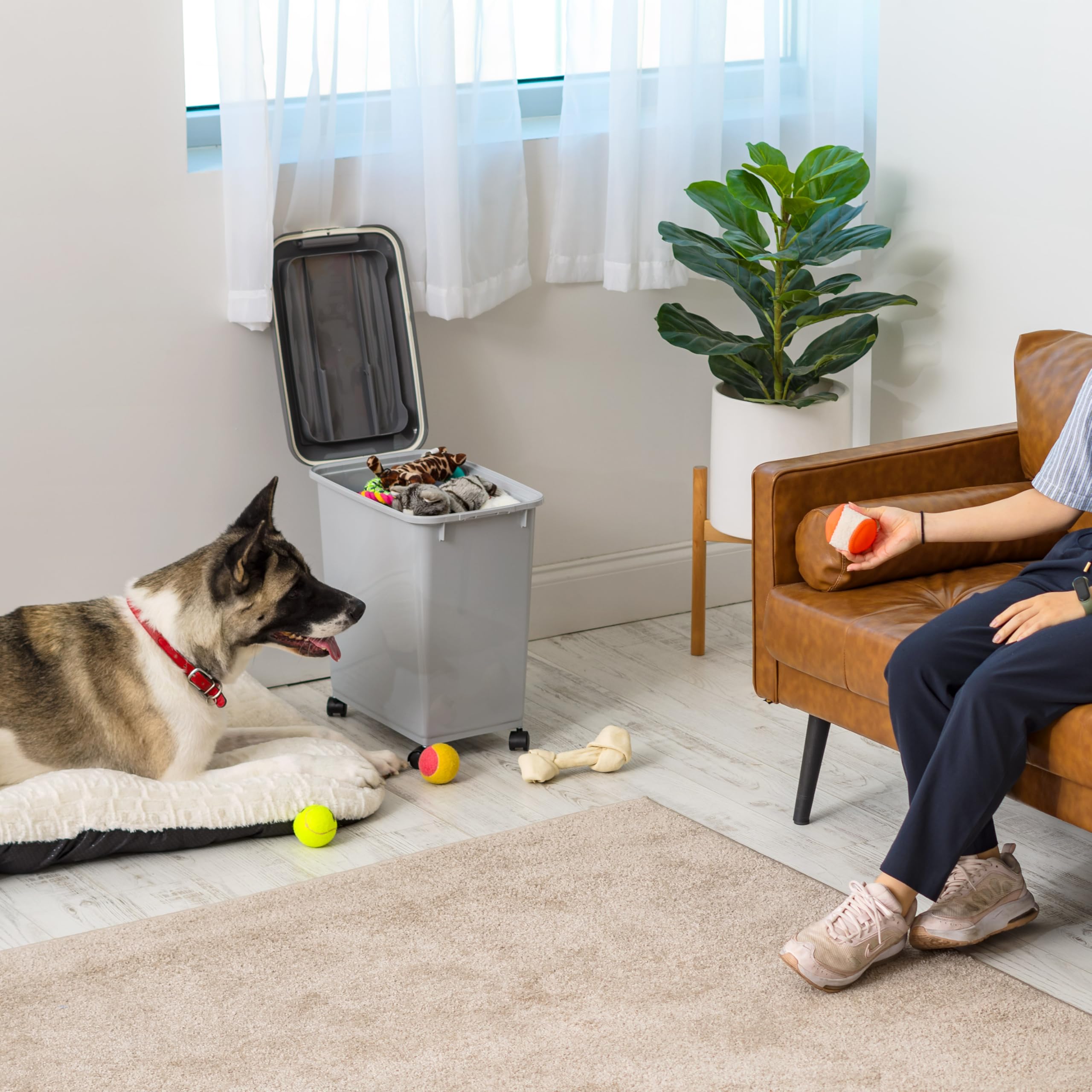 IRIS USA portable design moves from storage to feeding area easily.