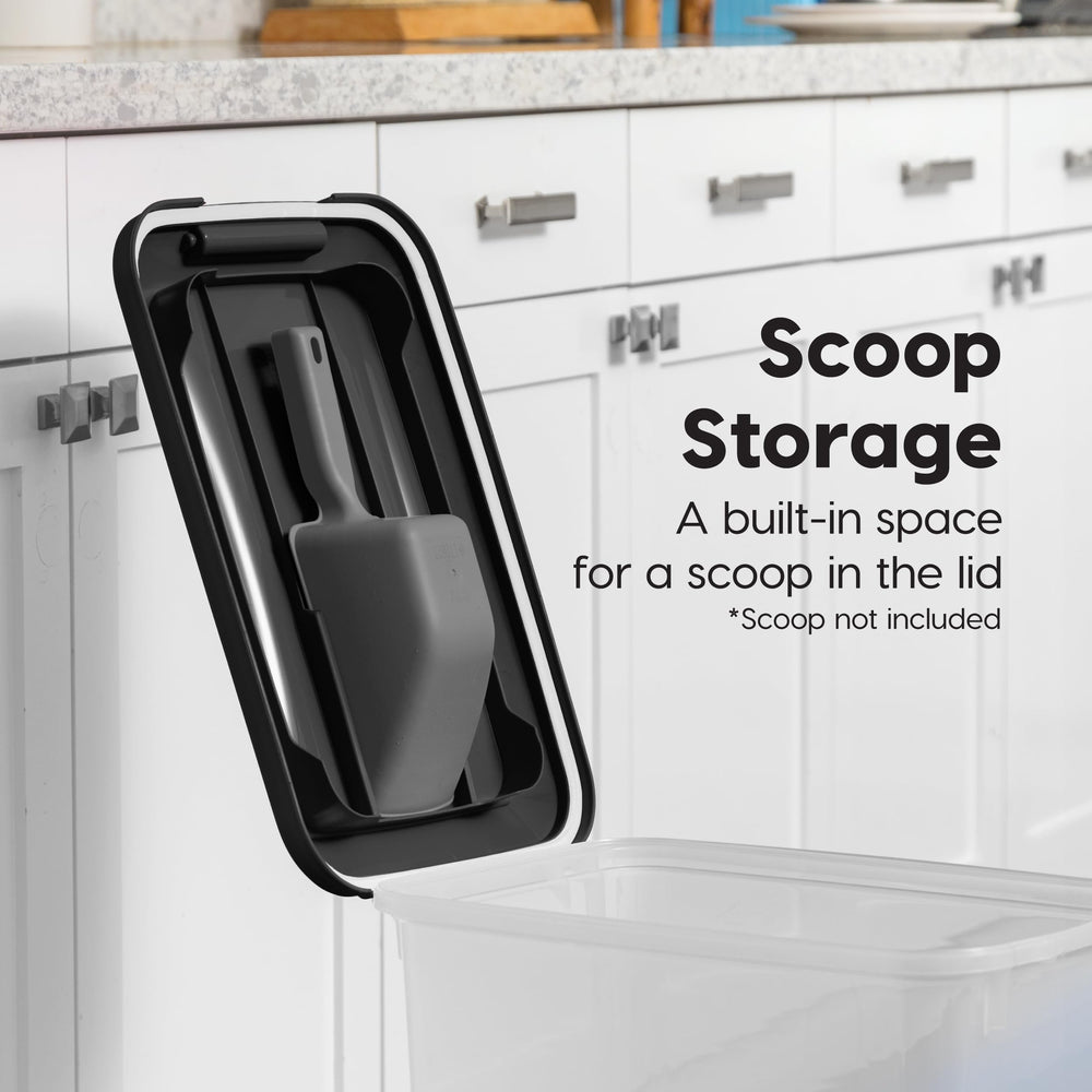IRIS USA dog food storage container secure latches maintain freshness.
