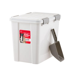 Iris USA WeatherPro lid seals dry food for freshness and pest protection.