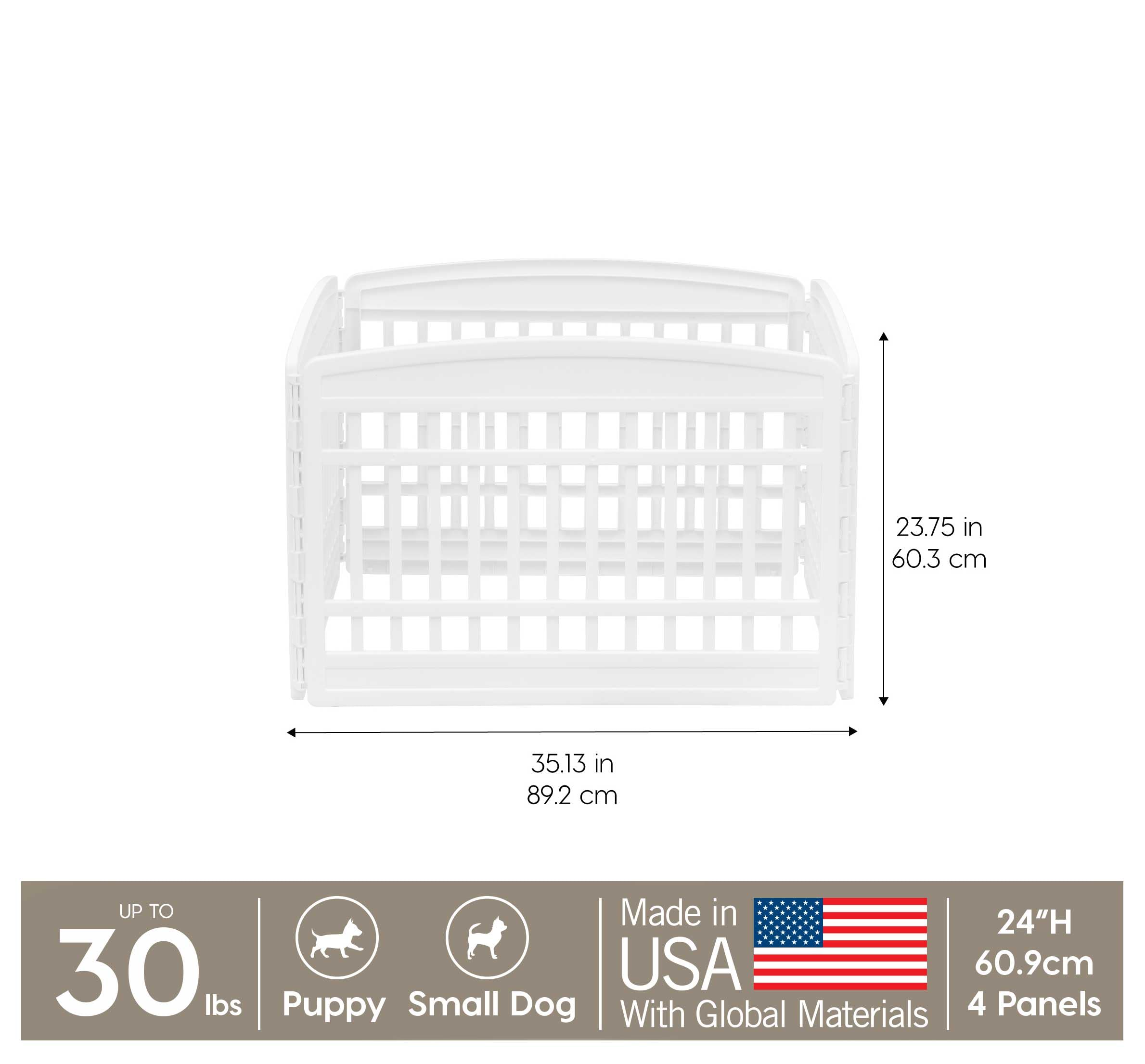 IRIS USA dog playpen 24-inch durable plastic panels resist chewing.