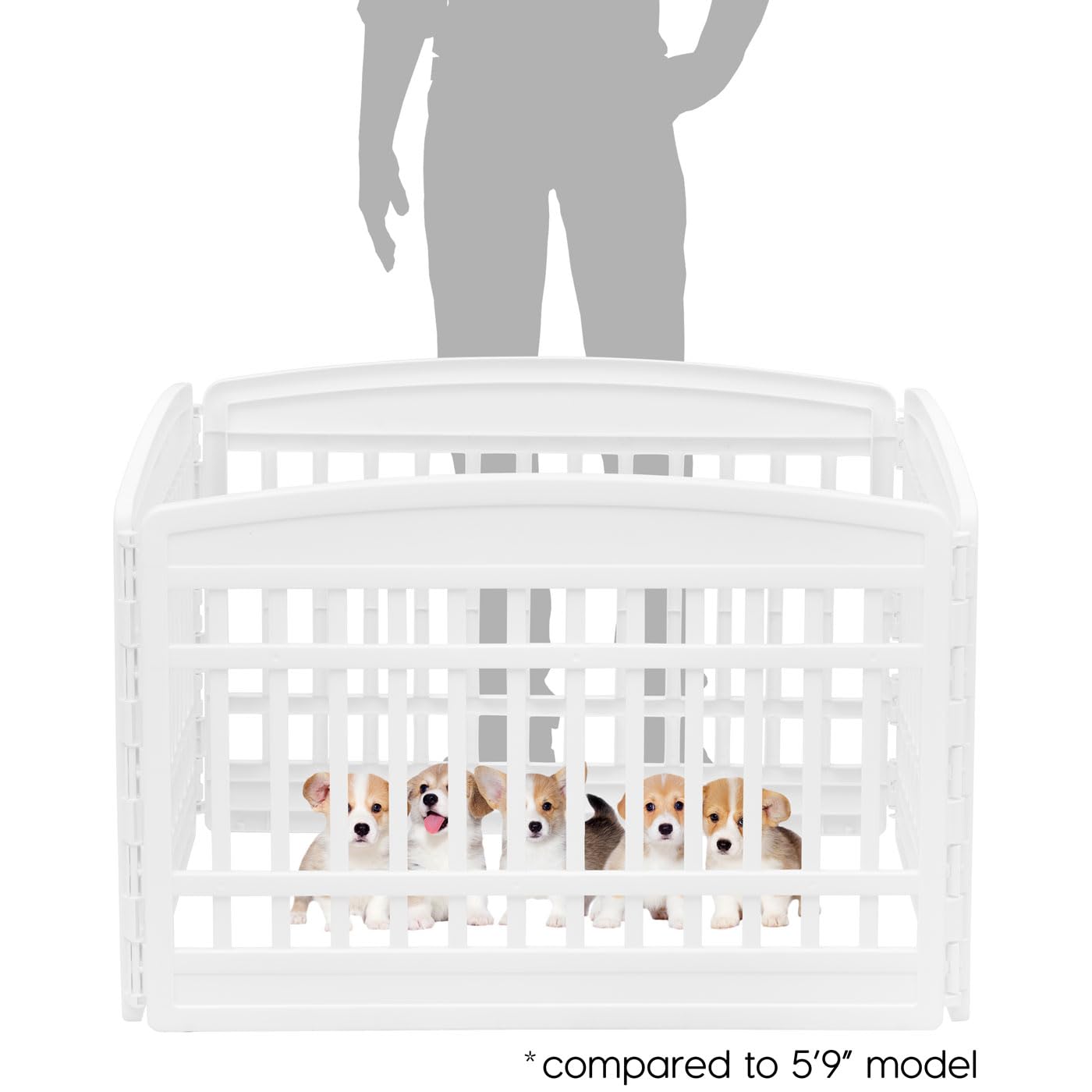 IRIS USA dog playpen 24-inch front door access for convenient entry.