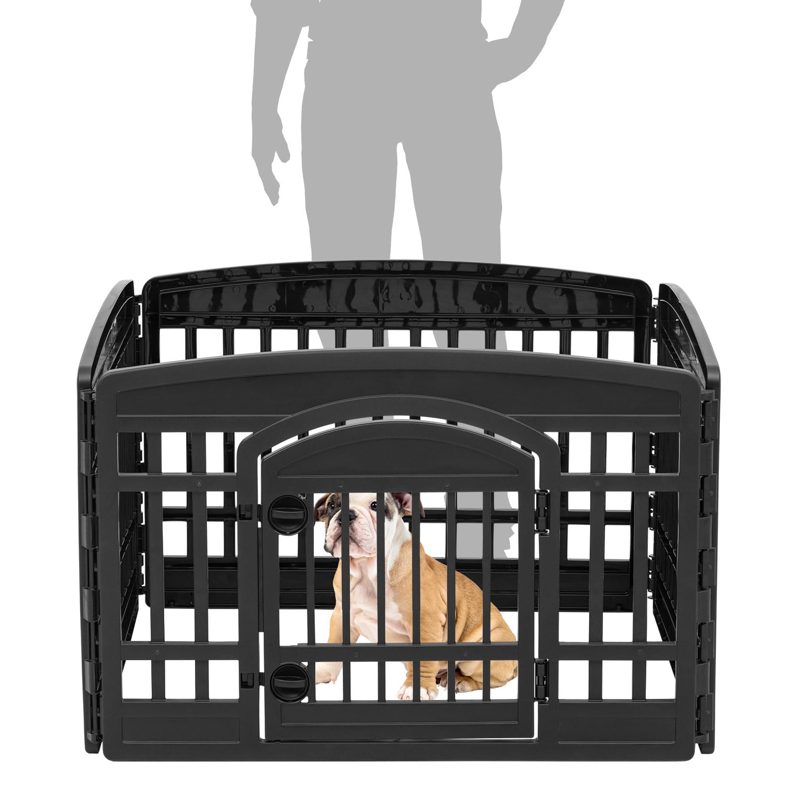 IRIS USA dog playpen 35x35 interior offers roomy space for small to medium dogs.