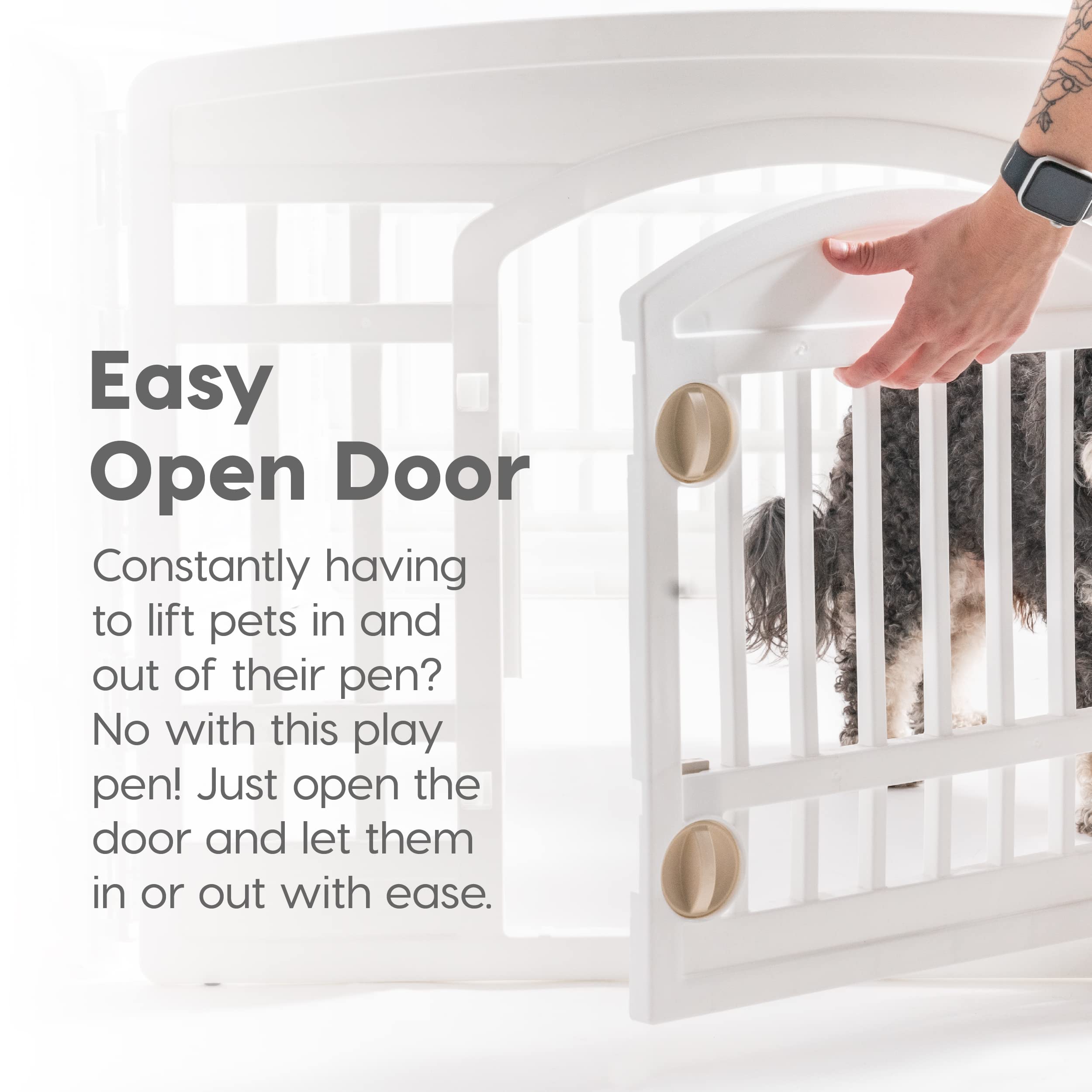 IRIS USA expandable panels option to add more space for growing dogs.