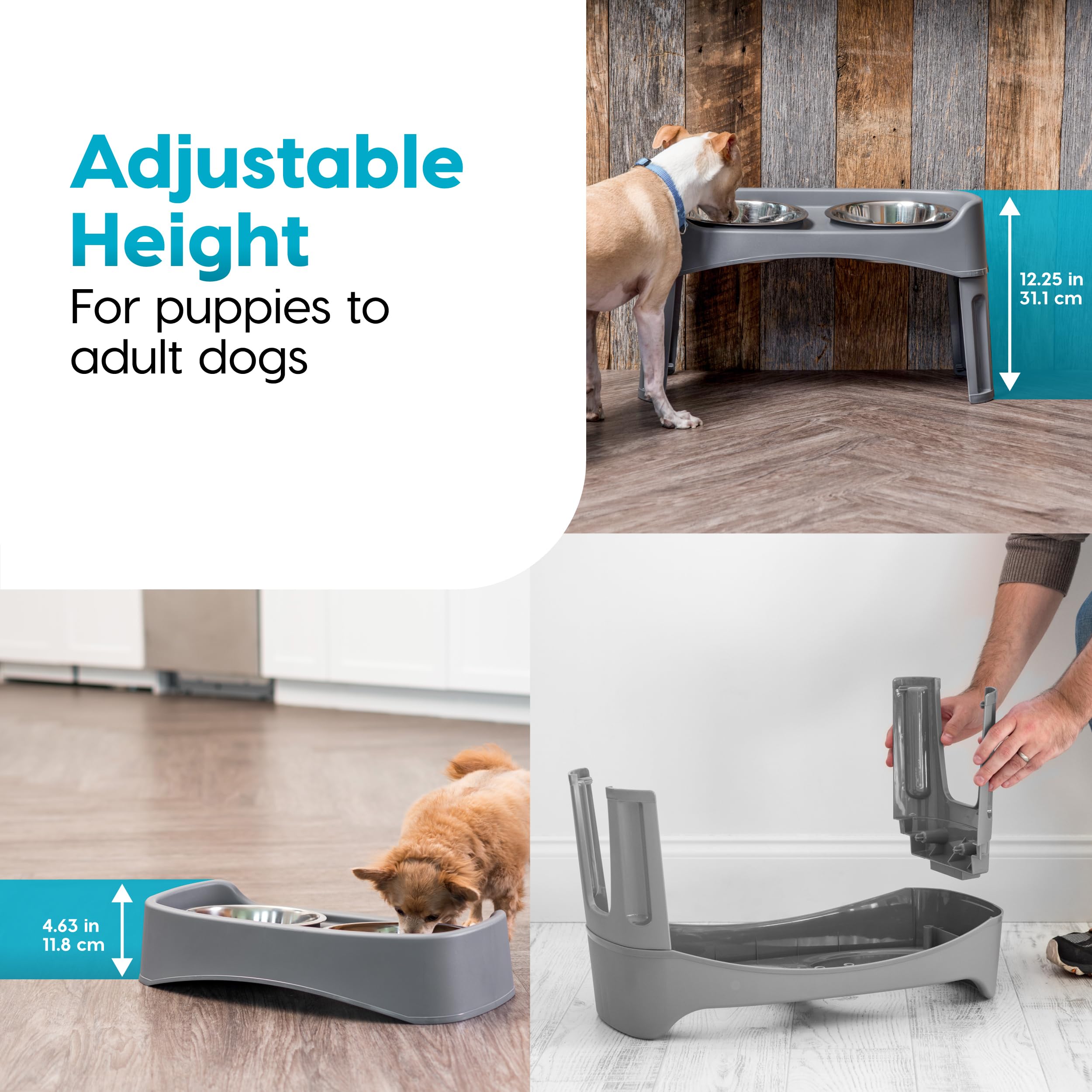 IRIS USA removable legs adapt feeder as your puppy grows