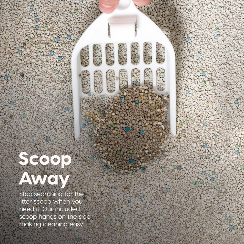 IRIS USA enclosed hooded design keeps litter contained and tidier.