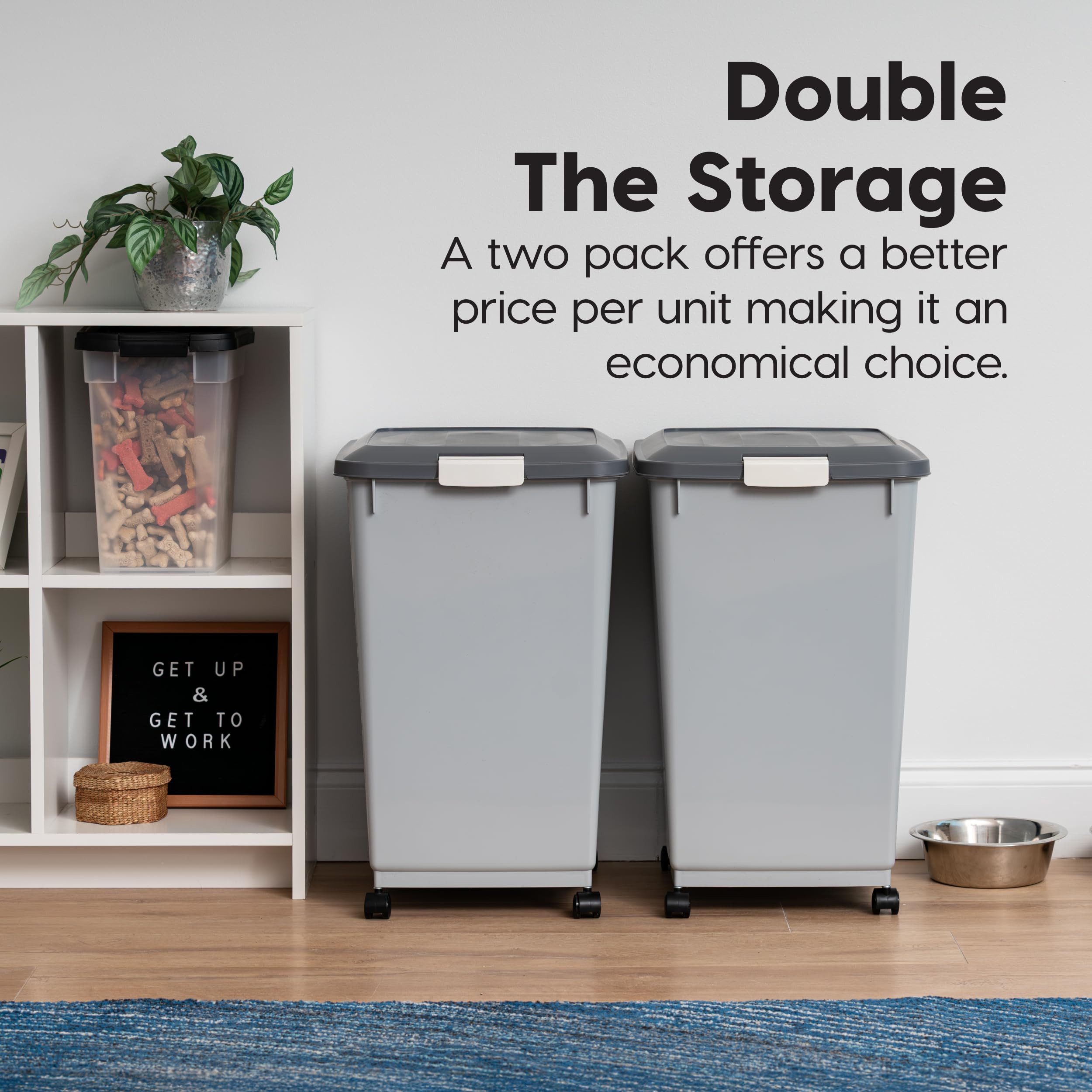 IRIS USA large-capacity storage bin ideal for dry kibble and repeated use.
