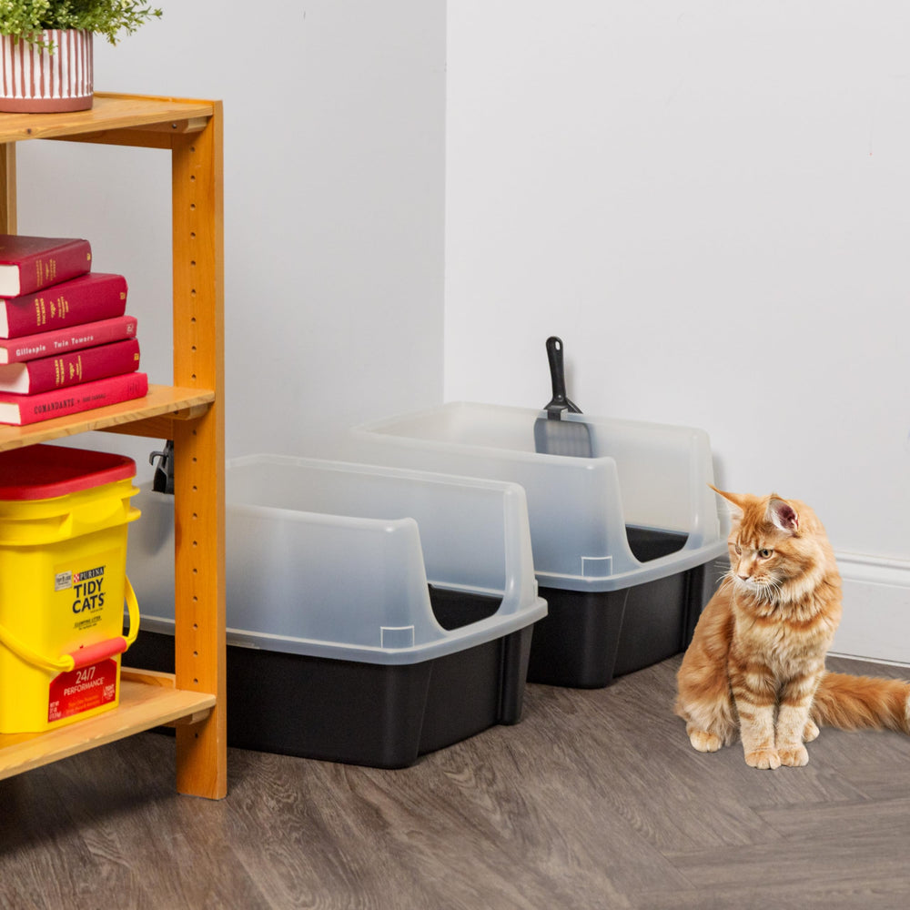 IRIS USA large rectangular litter pan with ample room for big or multiple cats