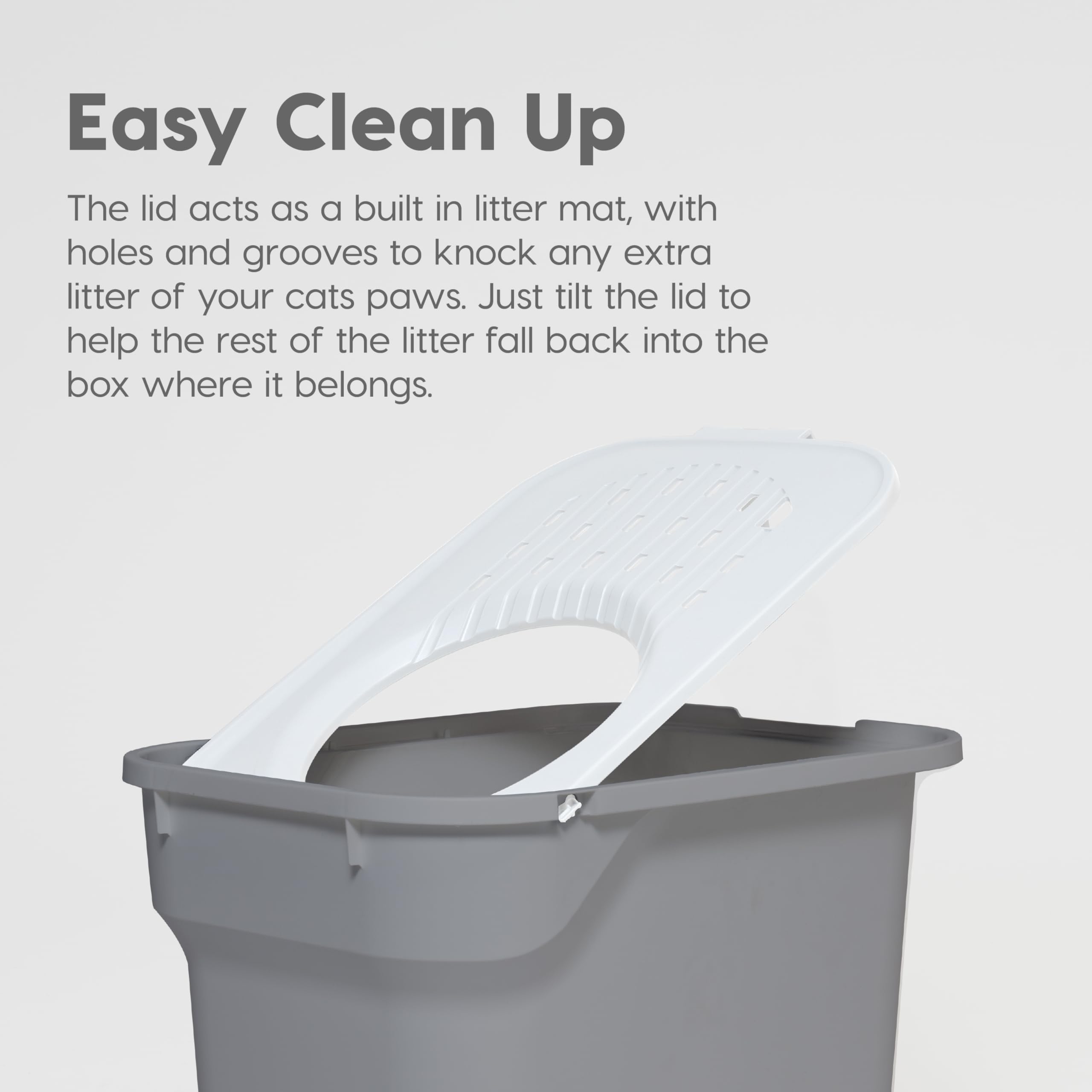 IRIS USA litter-catching lid keeps particles inside the box.