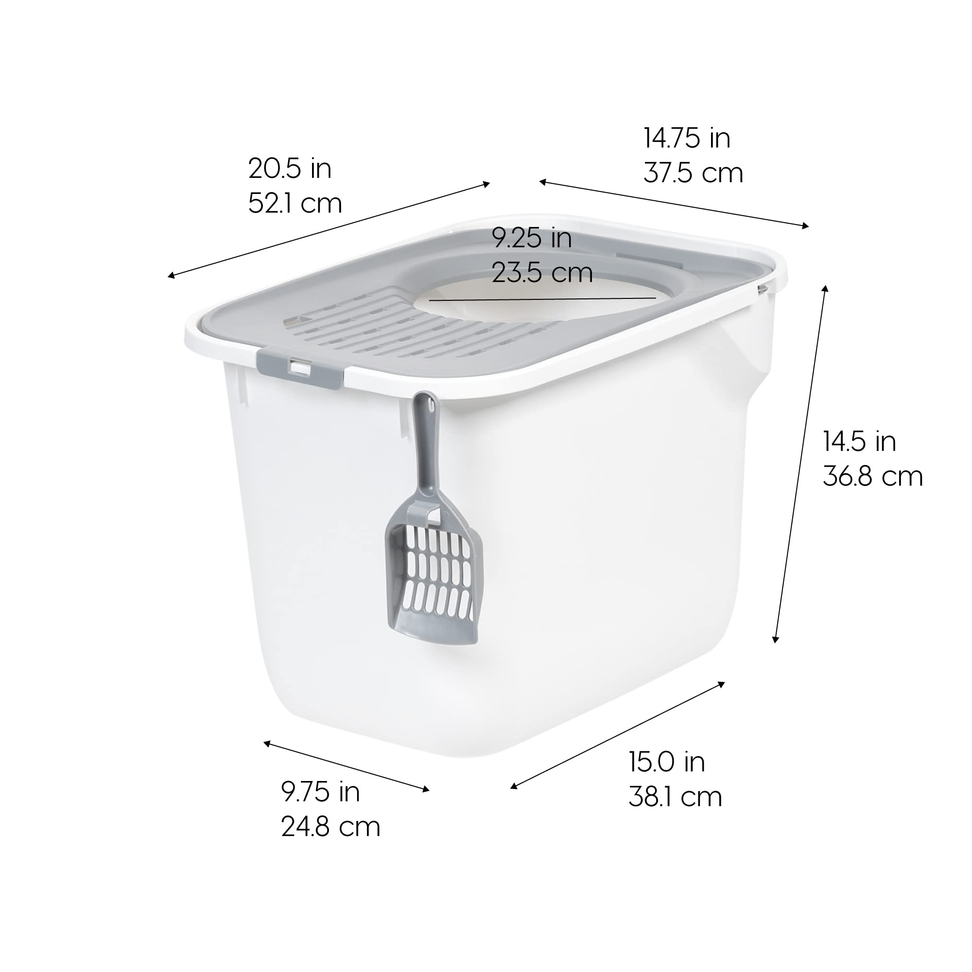 IRIS USA litter-catching lid keeps litter inside the box