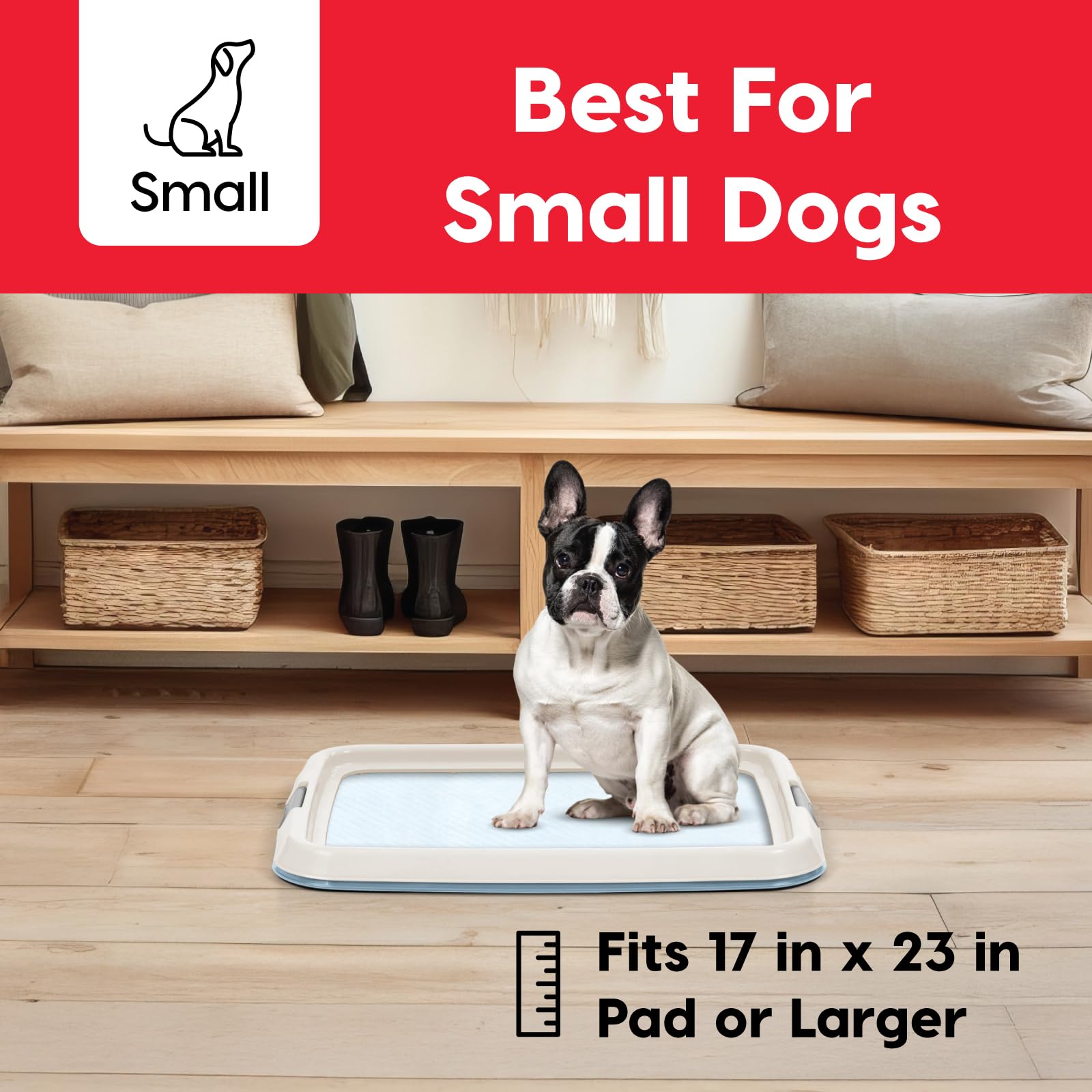IRIS USA Pee Pad Holder double latches keep pads firmly in place.