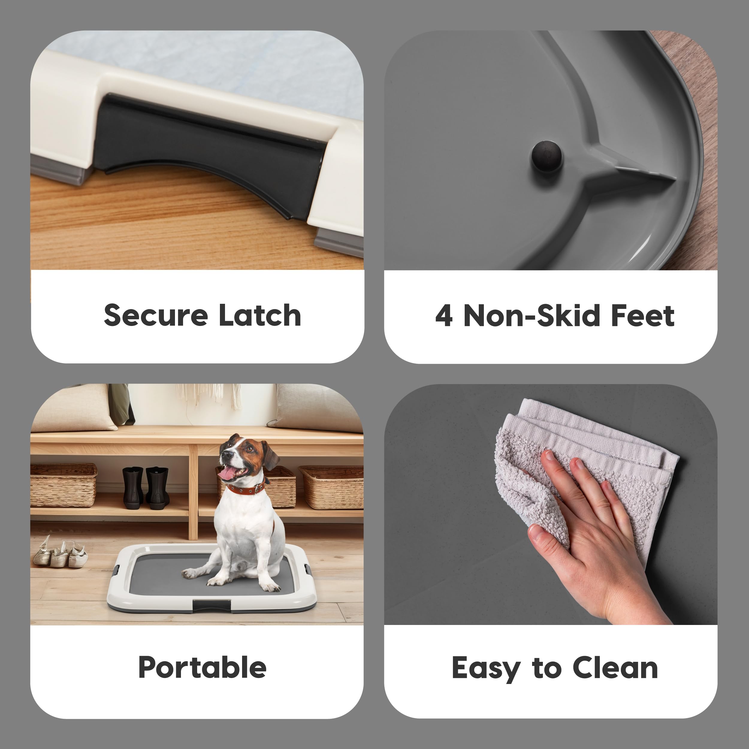 Durable plastic surface is easy to wipe after accidents.