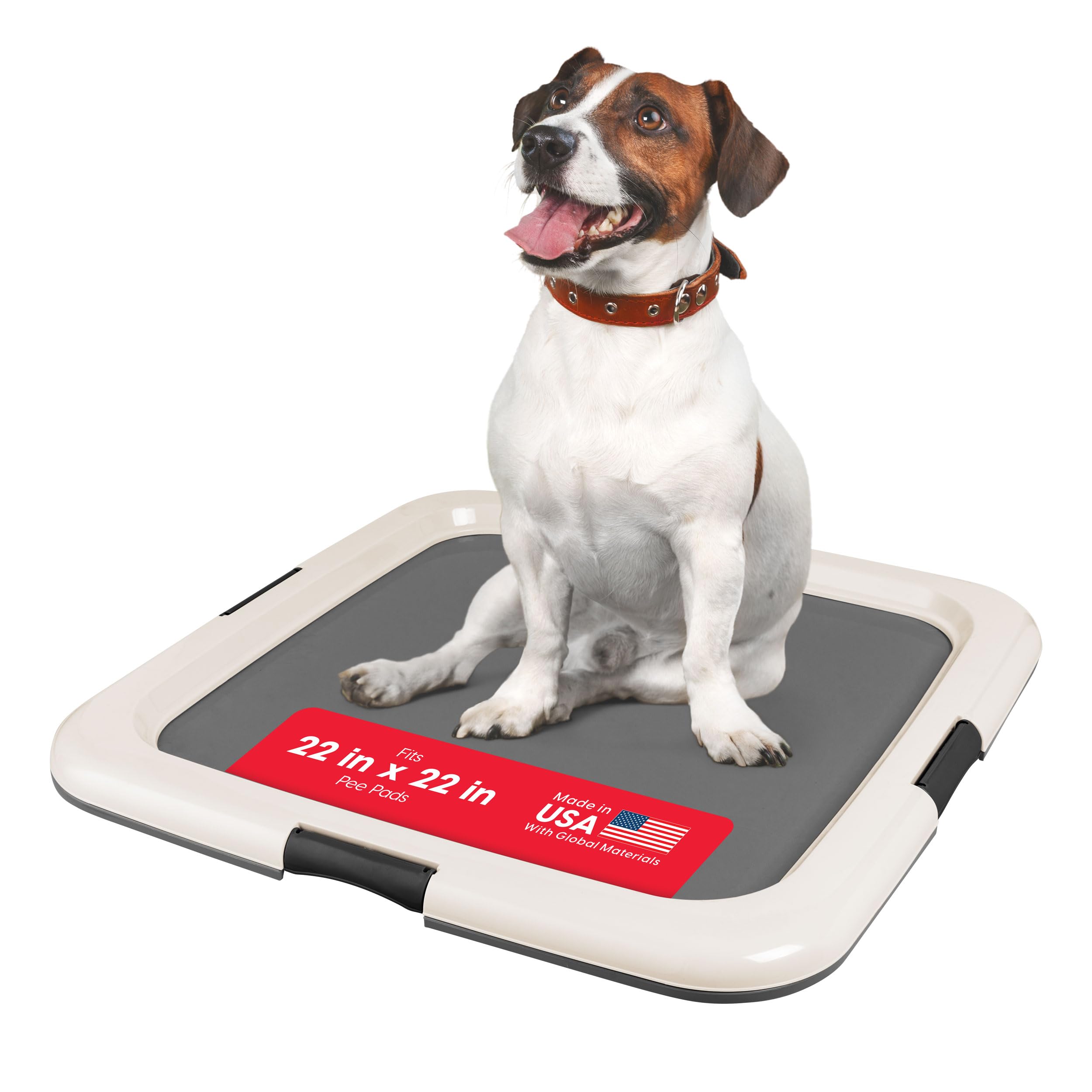 IRIS USA Pee Pad Holder with secured latches keeps pads in place.
