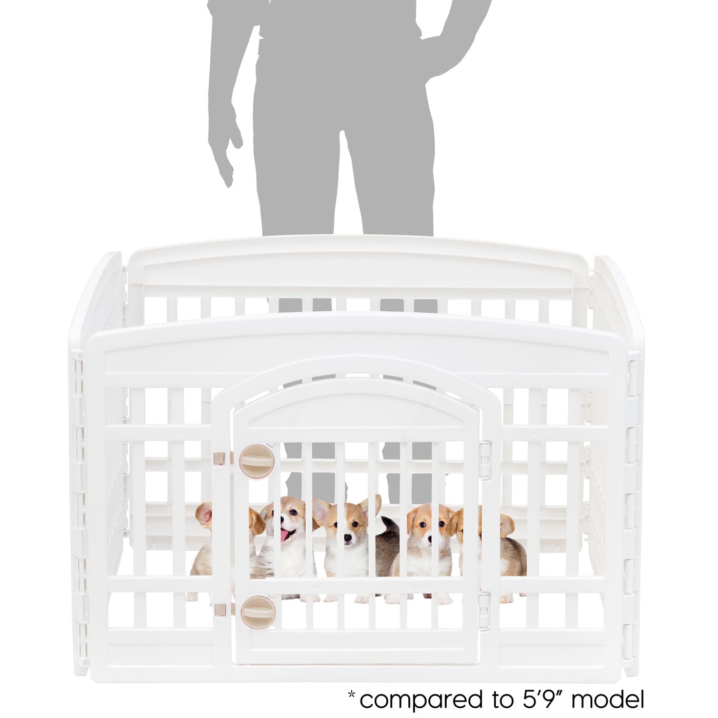 IRIS USA playpen indoor setup showing modular four panels
