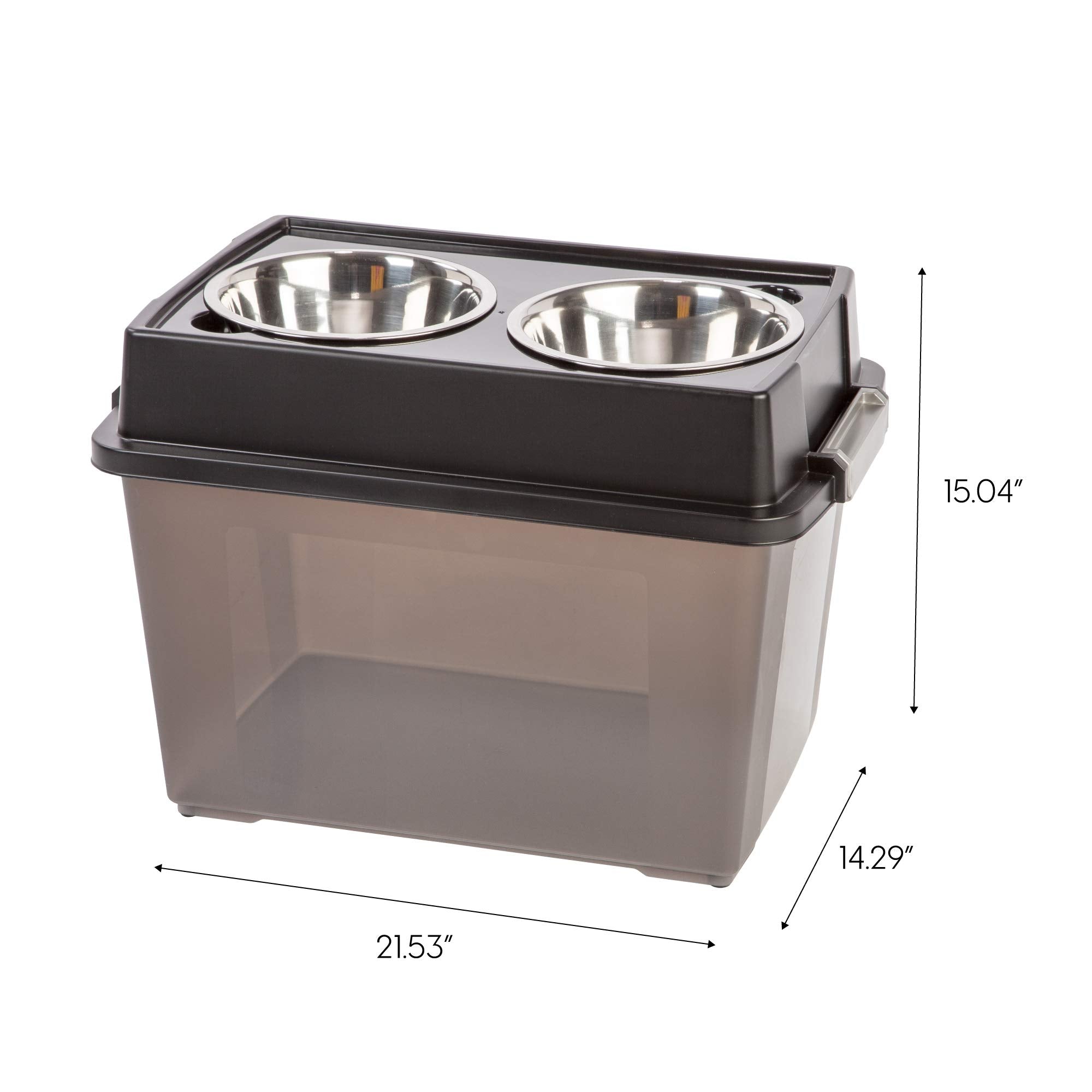 IRIS USA removable stainless steel bowls simplify cleaning and refilling.