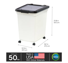 IRIS USA rolling casters enable easy movement from pantry to feeding bowls.