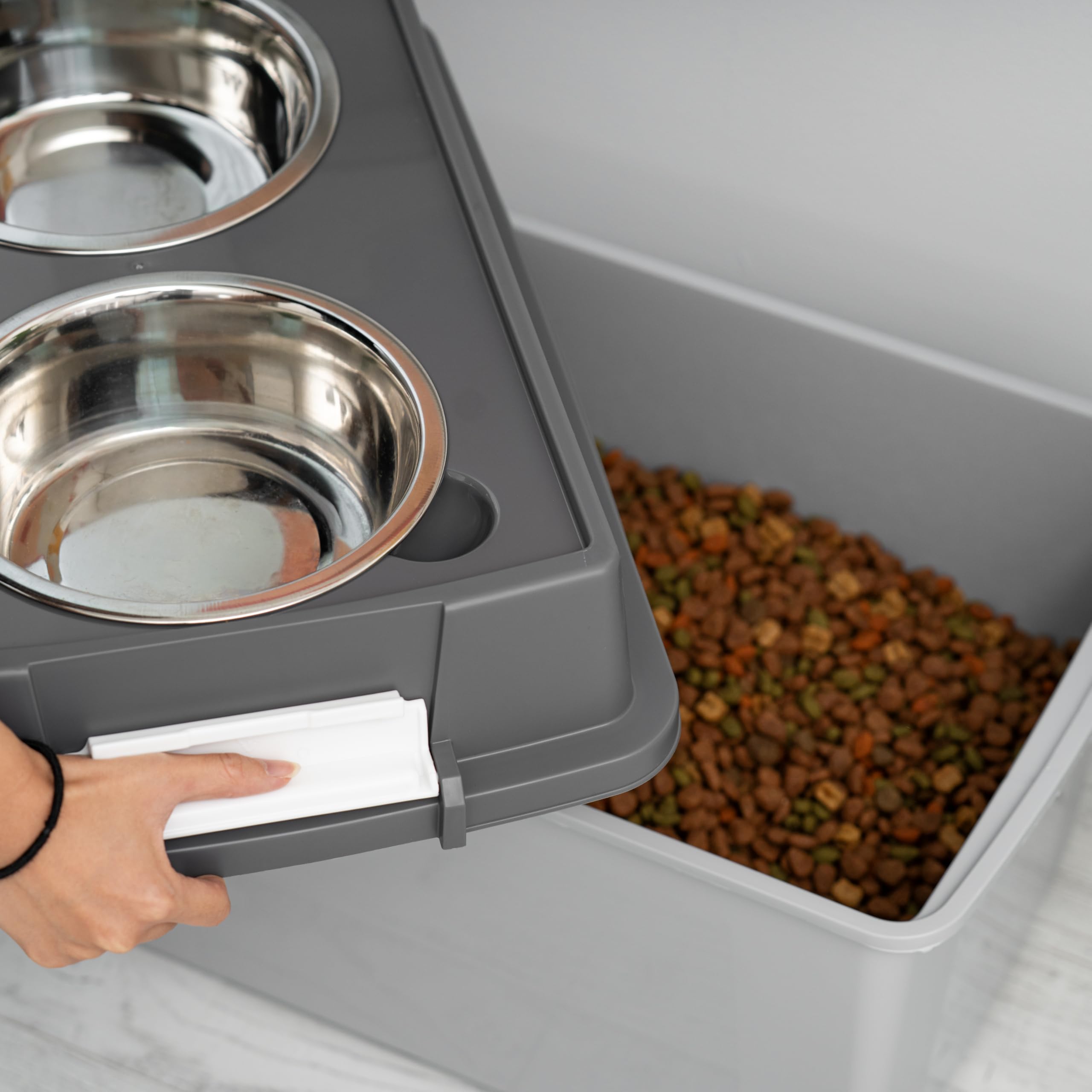 IRIS USA smoky gray finish complements modern home decor at feeding time