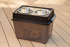 IRIS USA buckle-lid spill-proof storage protects dry food during travel.