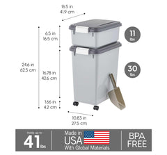 Stackable IRIS USA dog food container saves pantry space