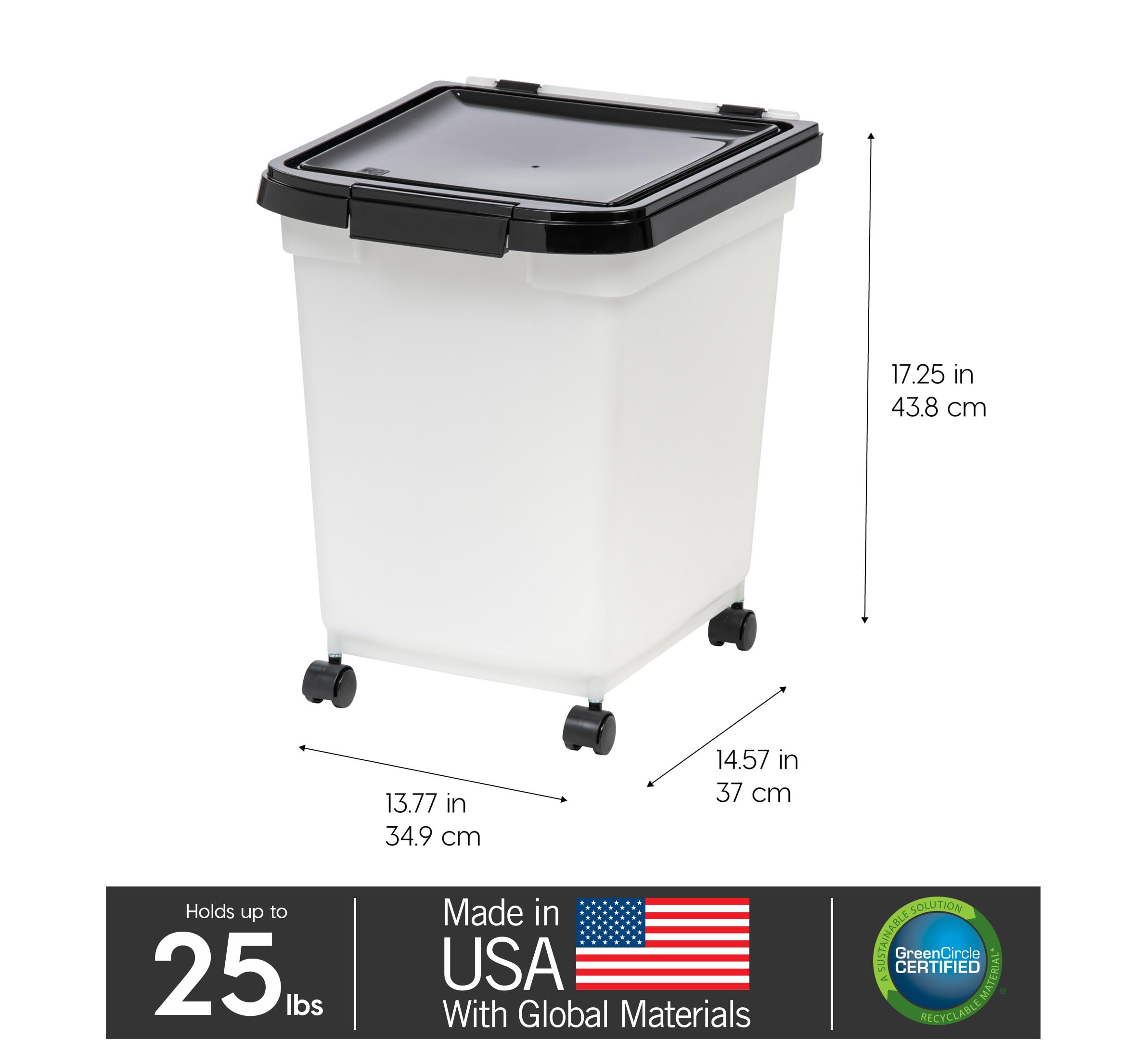 IRIS WeatherPro translucent body shows remaining dry food at a glance.