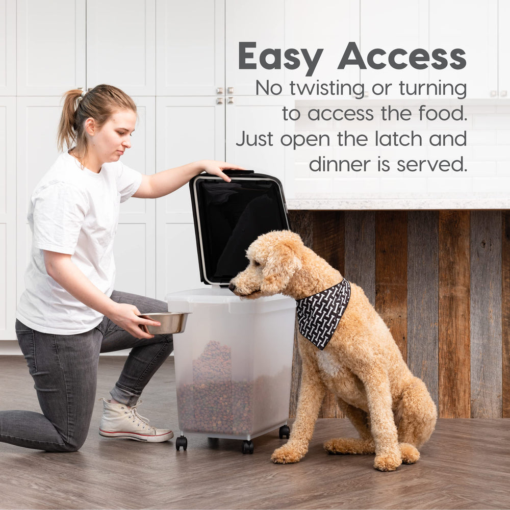 IRIS USA WeatherPro 50 lb capacity fits common dry foods.