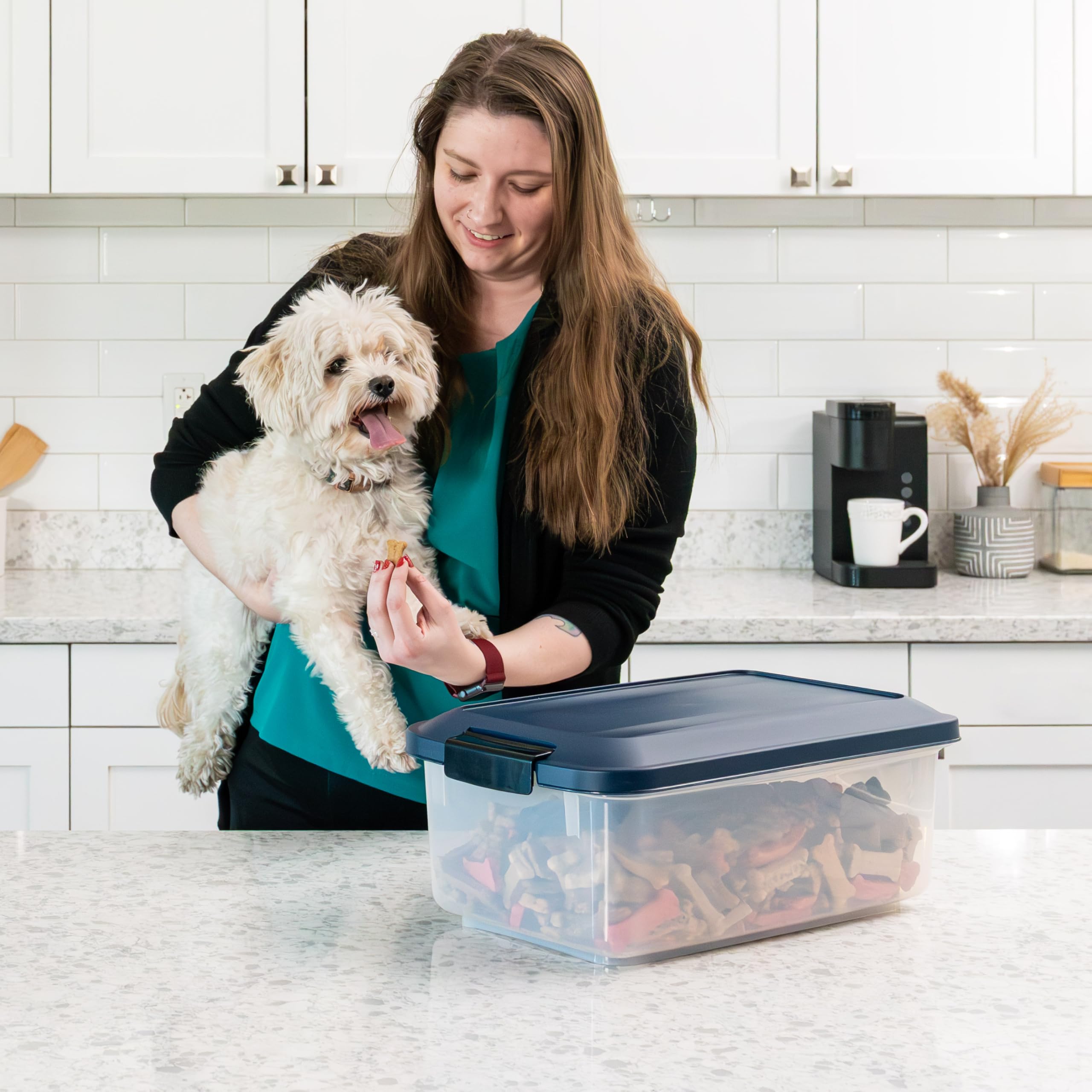 IRIS WeatherPro navy hue complements kitchen, pantry, or utility spaces