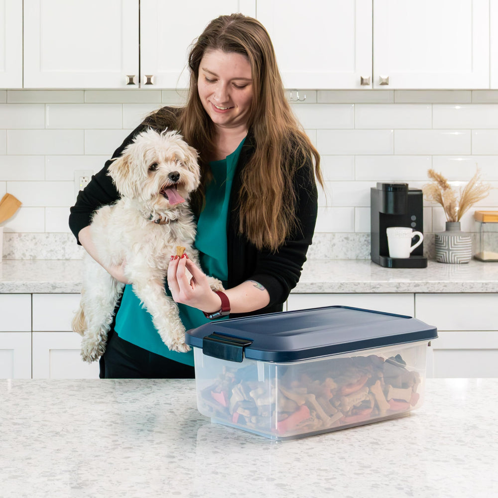 IRIS WeatherPro navy hue complements kitchen, pantry, or utility spaces