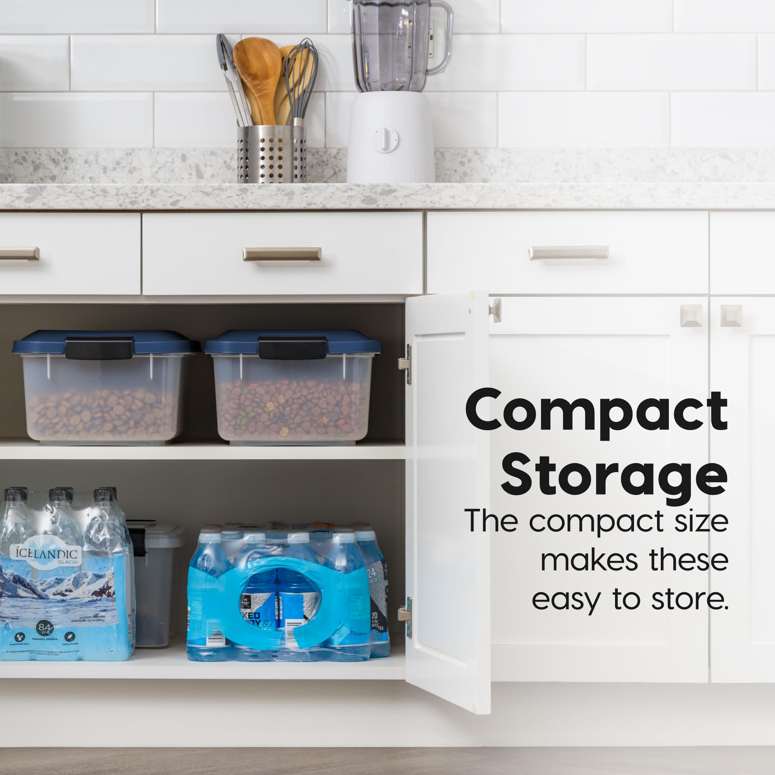 IRIS WeatherPro navy stacked view illustrating space-saving twin containers