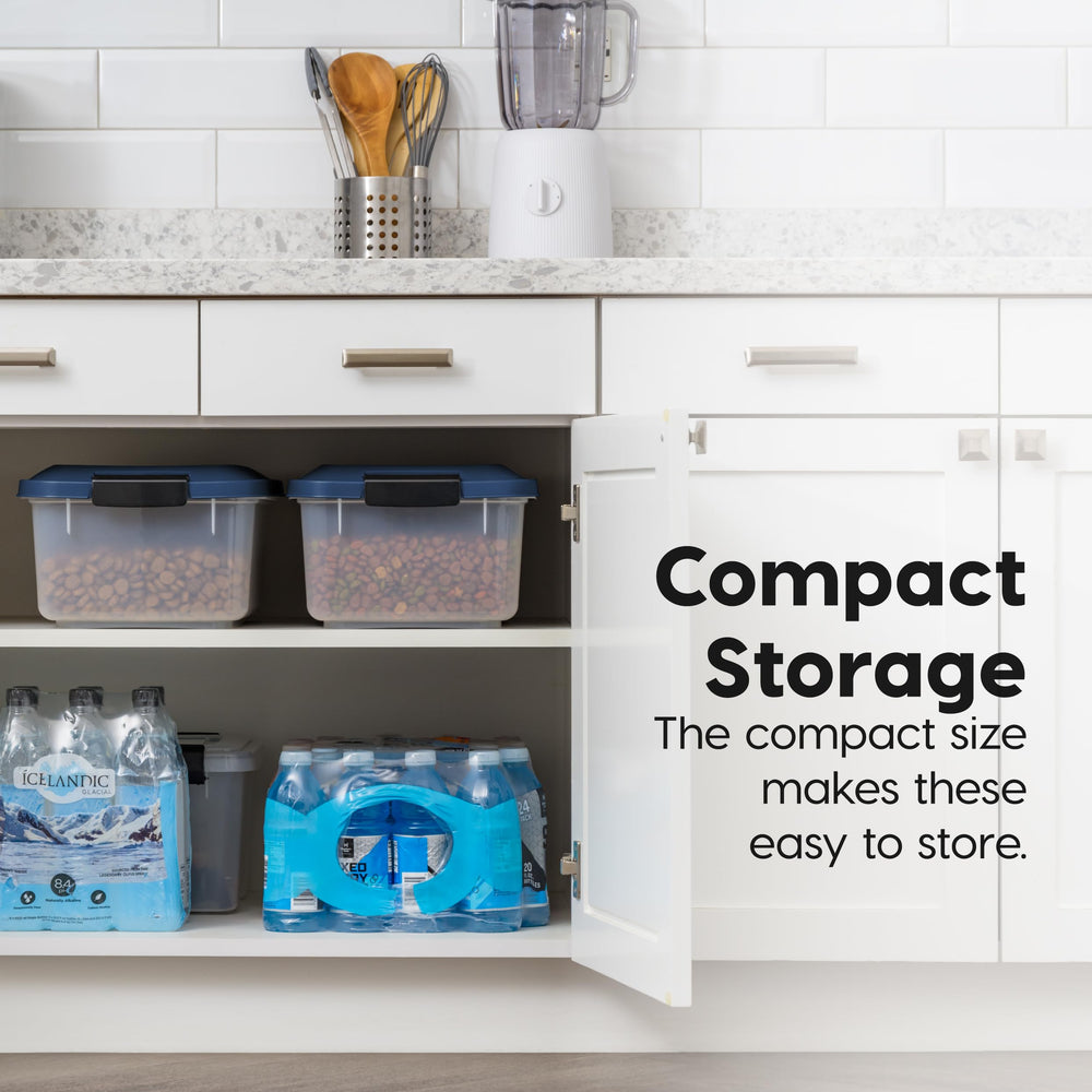 IRIS WeatherPro navy stacked view illustrating space-saving twin containers