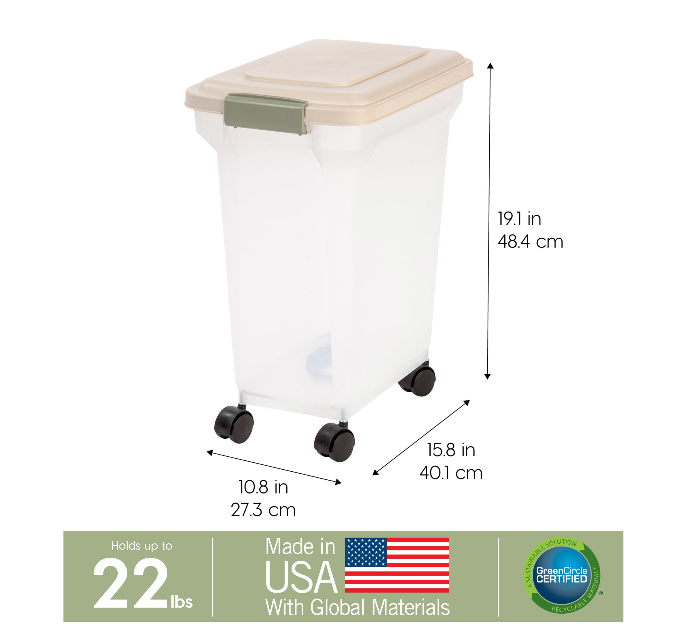 IRIS WeatherPro with removable wheels for easy transport in home kitchen.