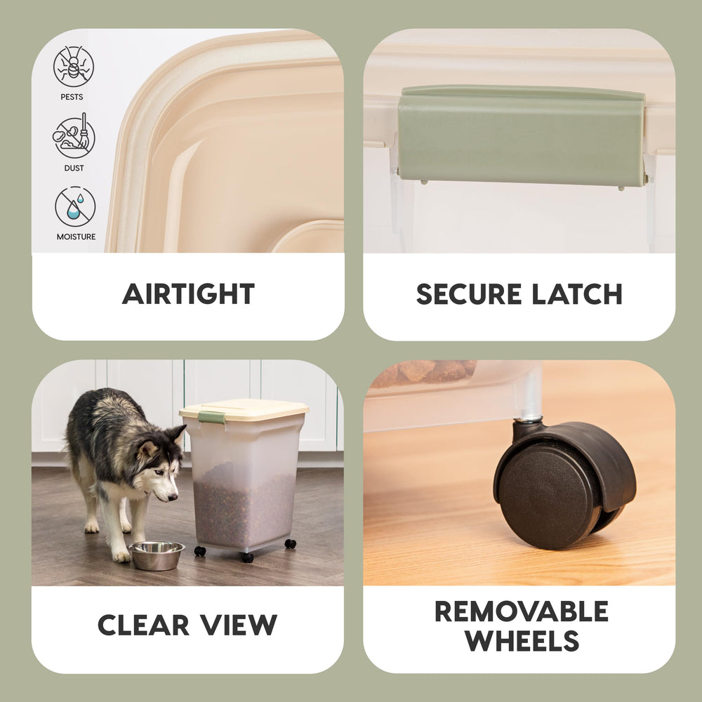 IRIS USA WeatherPro rolling container with wheels for easy movement.
