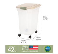 IRIS USA WeatherPro translucent body shows remaining kibble.