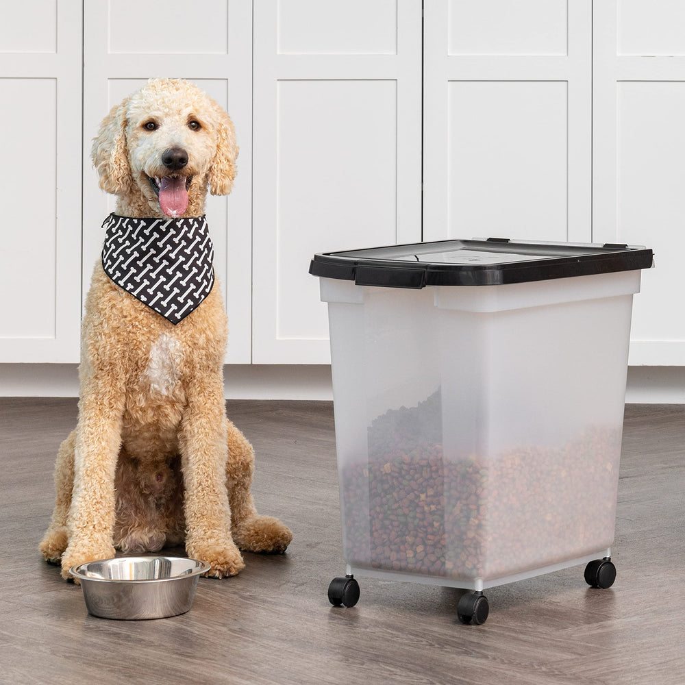 IRIS USA WeatherPro versatile storage for kibble, seeds, or treats.