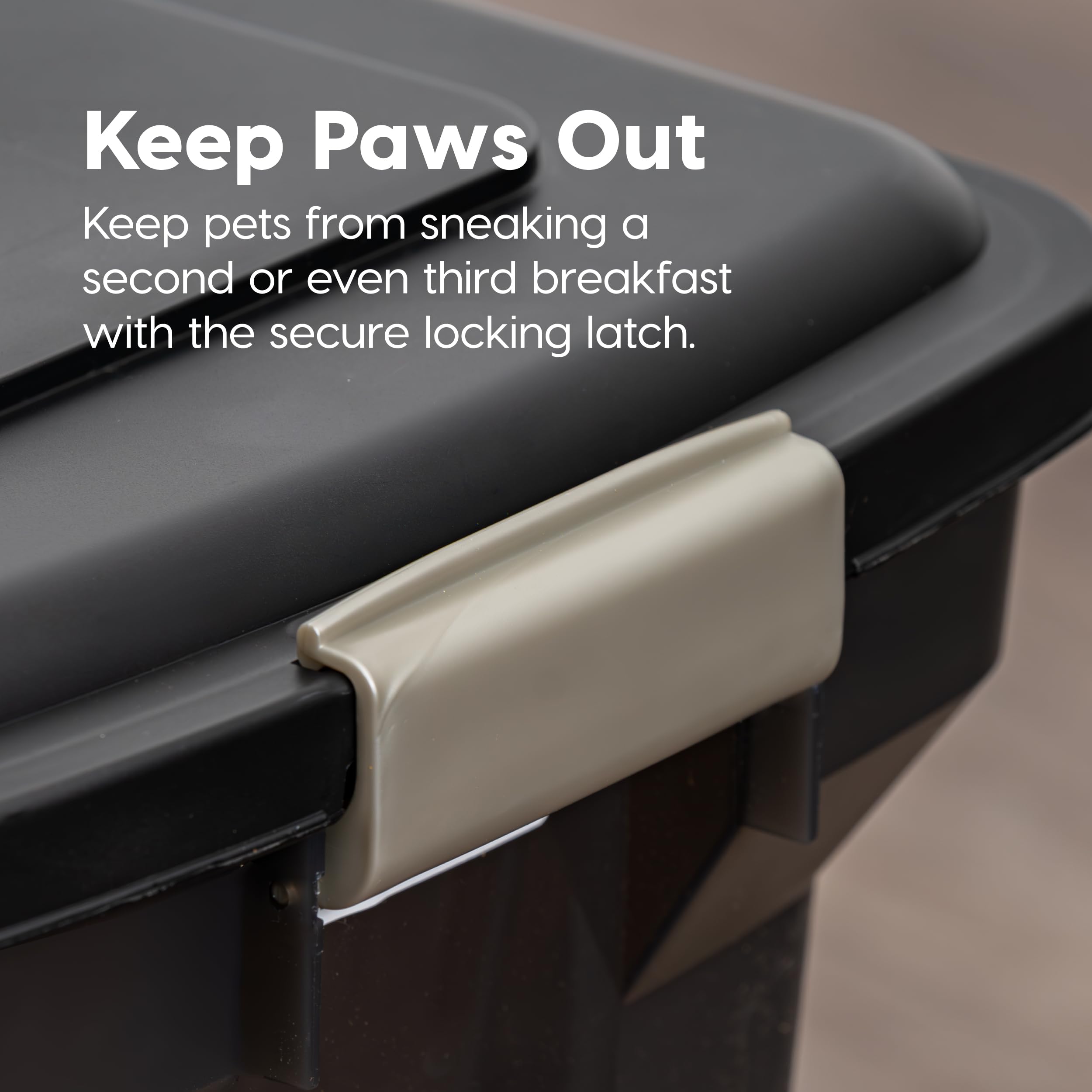 Multifunctional storage option for grains, bird seed, or charcoal.