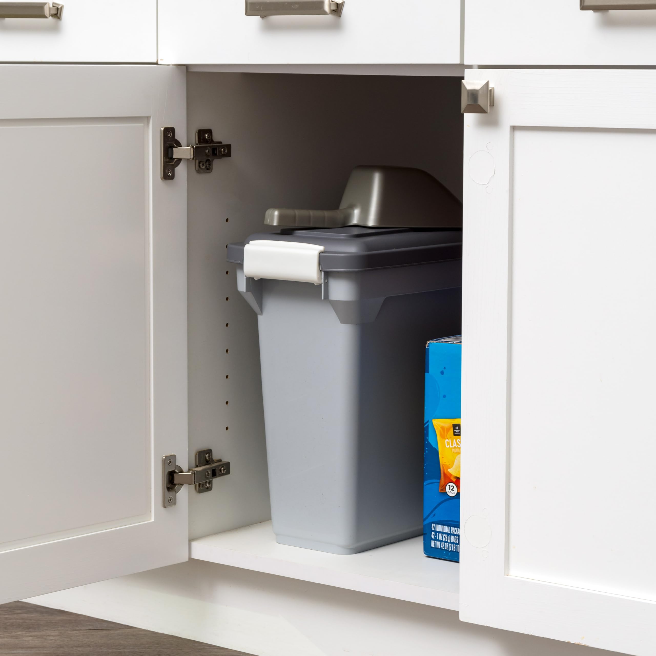 IRIS USA storage bin helps organize treats and supplies in one place.