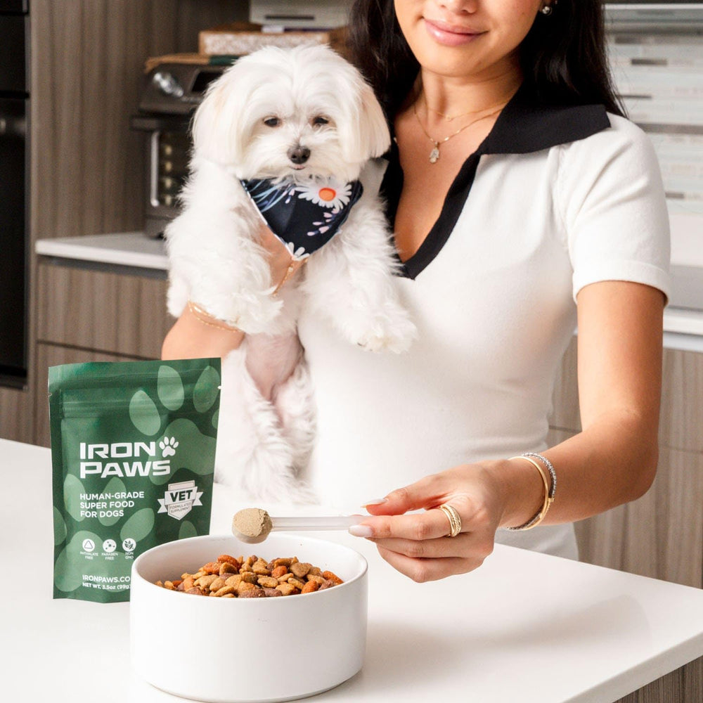 Iron Paws dental health formula for fresher breath in dogs.