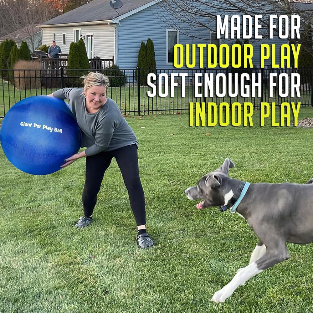 Iron Paws Giant Pet Play Ball in action with a dog